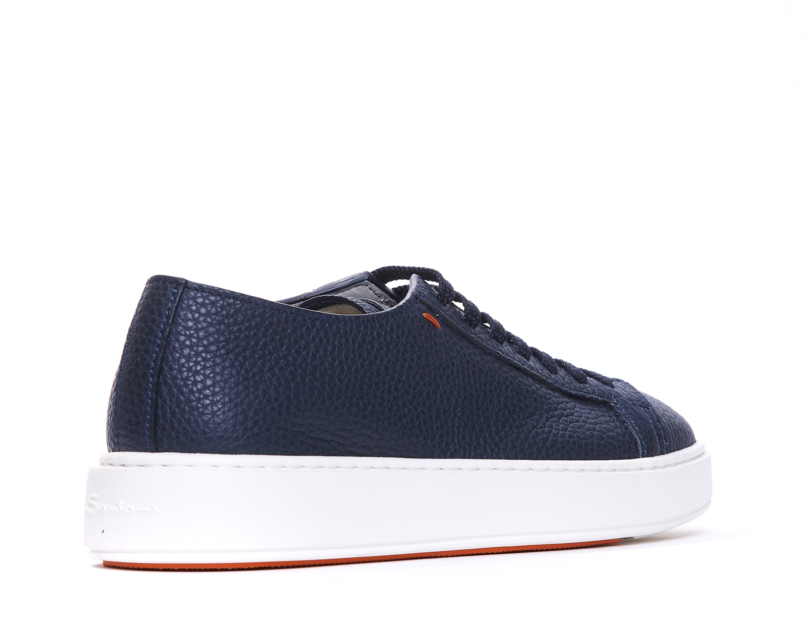 Shop Santoni Leather Sneakers In Blue