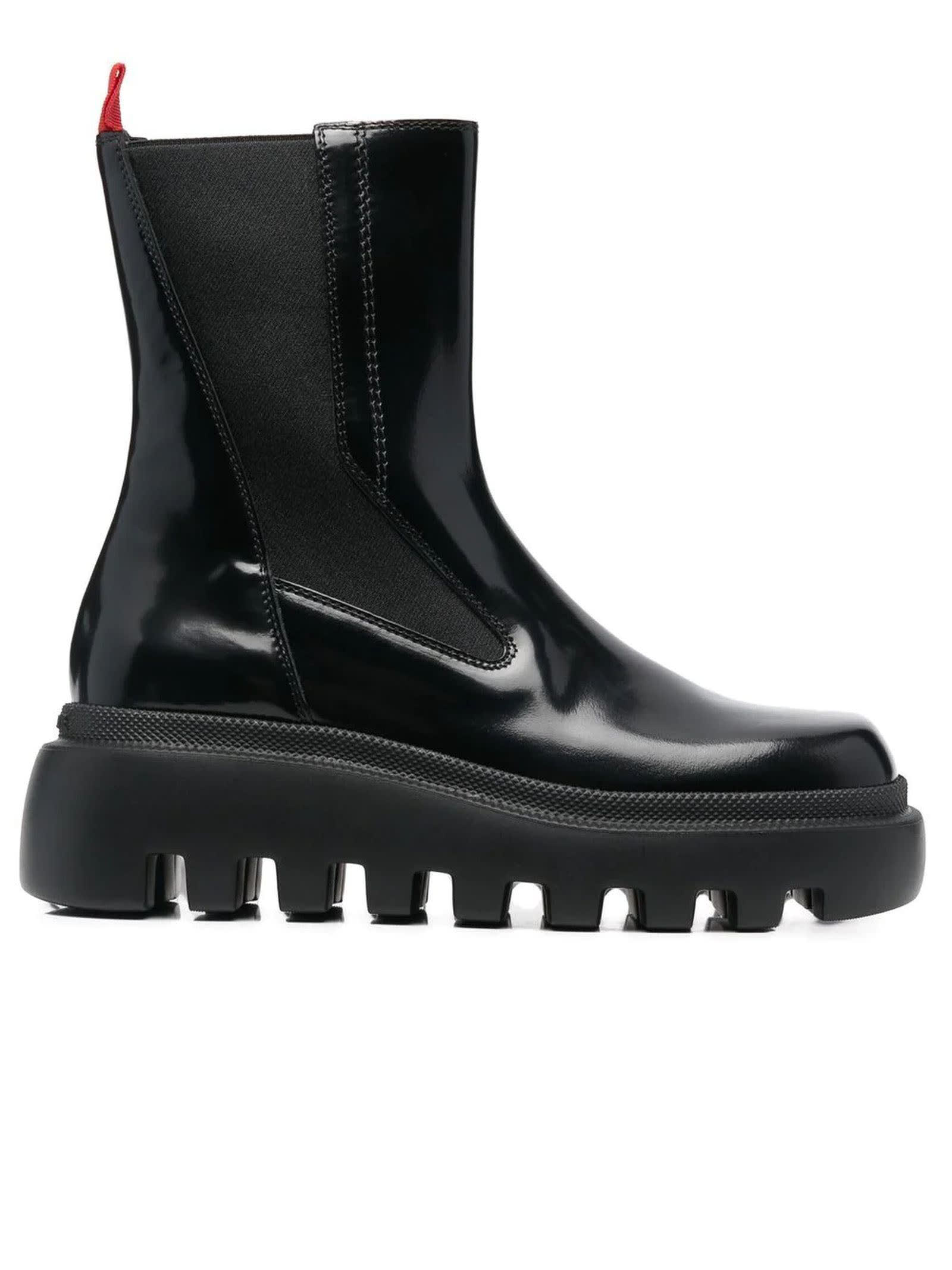 Vic Matié Gear Black Beatle Boots In Glossy