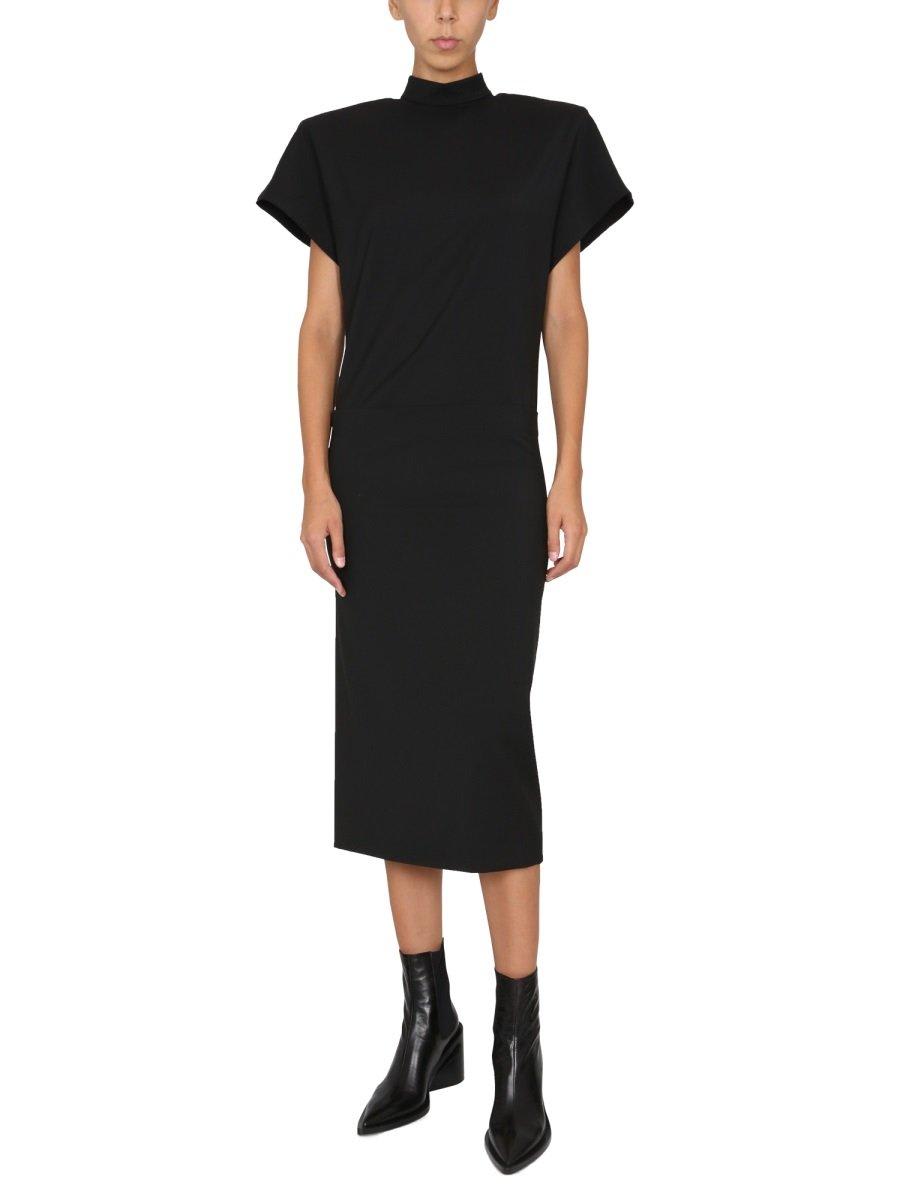 Shop Max Mara Sportmax Mock Neck Short-sleeved Dress In Black