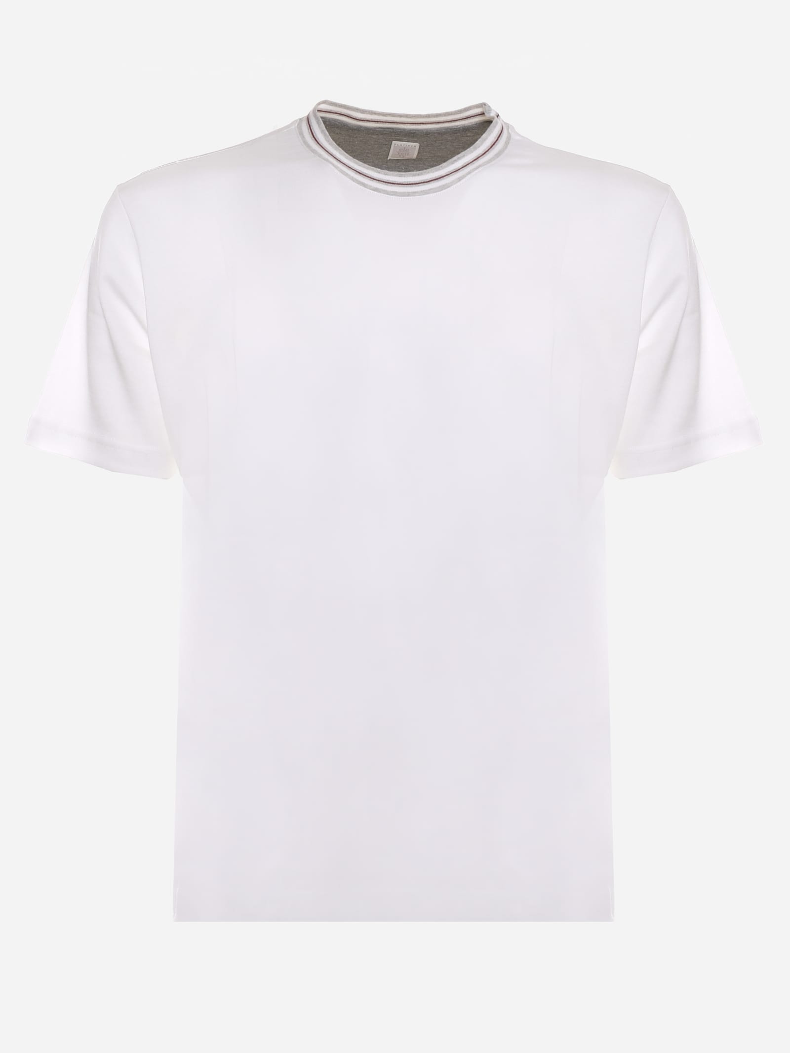 Eleventy Cotton T-shirt With Striped Crew Neck