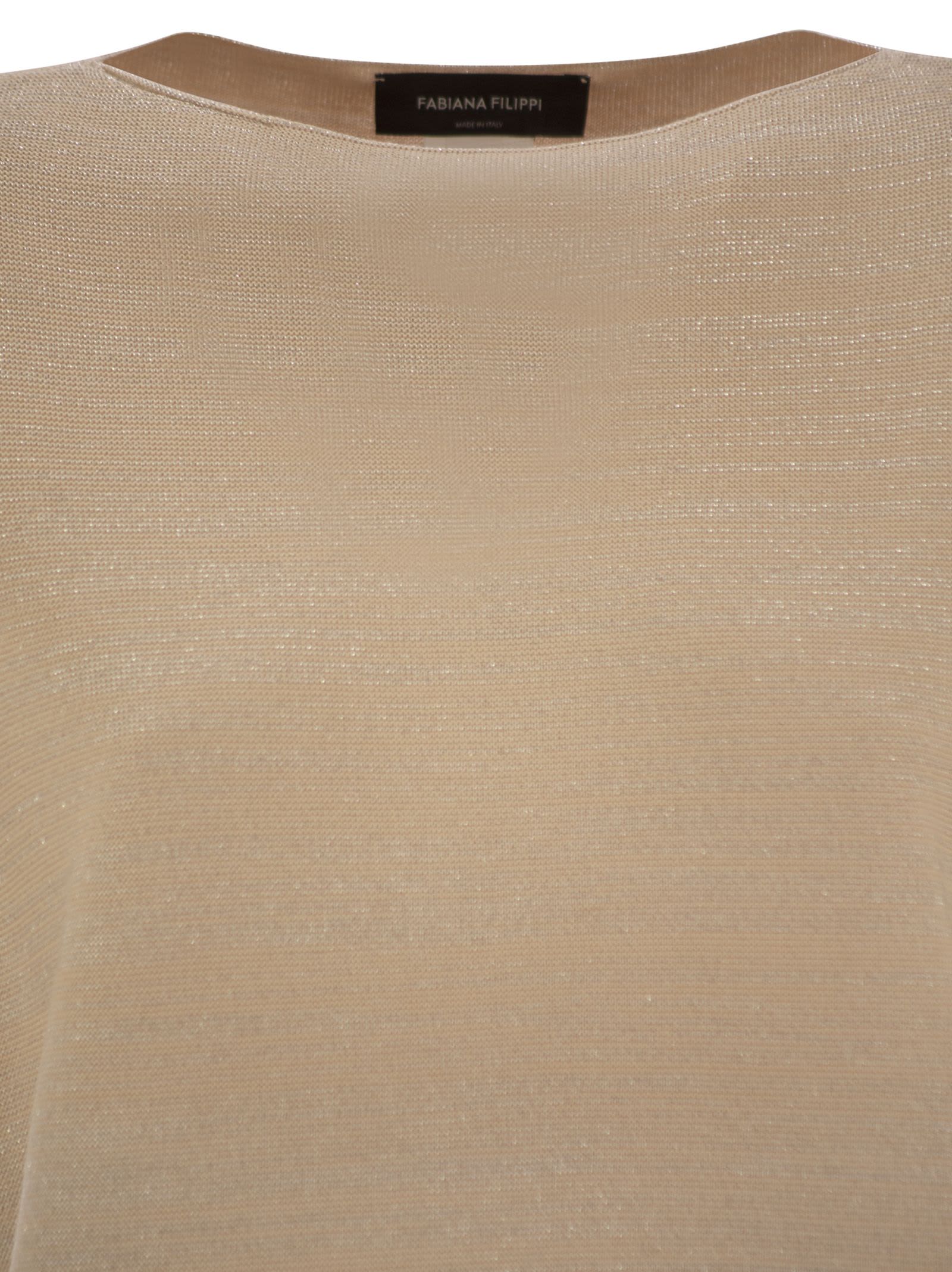 Fabiana Filippi Cotton And Lurex Boat-neck Sweater In Beige