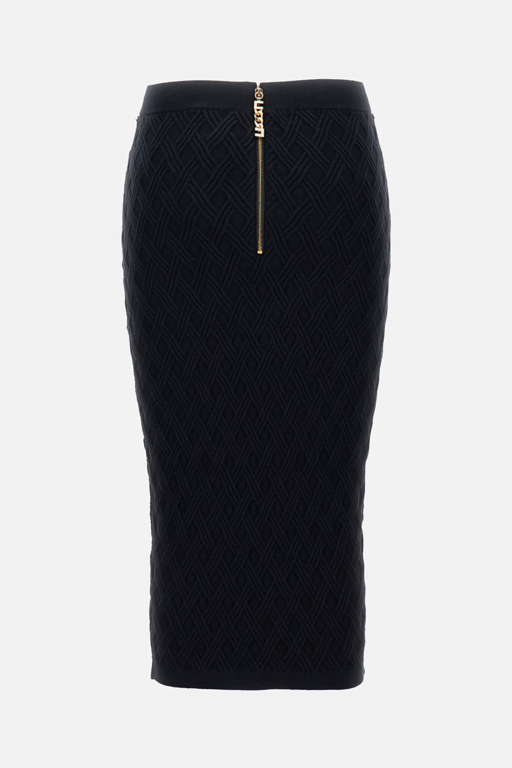 Elisabetta Franchi Chain-embellished Geometric Midi Skirt In Black