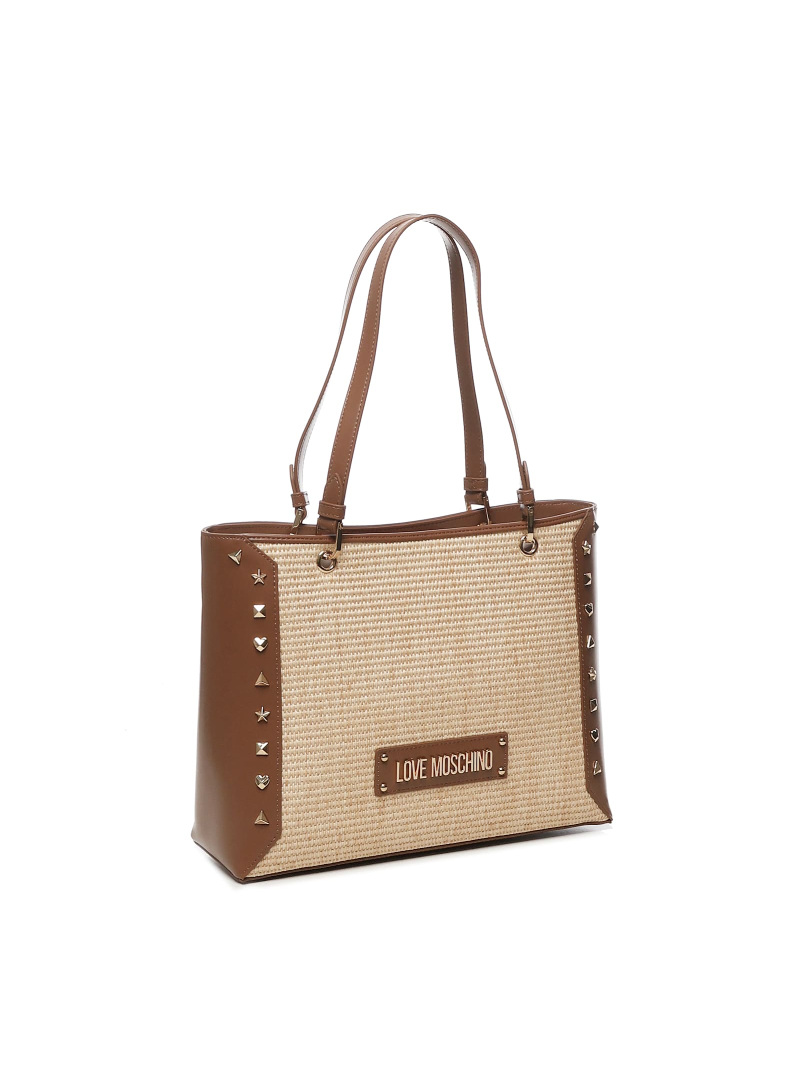 Love Moschino Raffia Shopper With Studs
