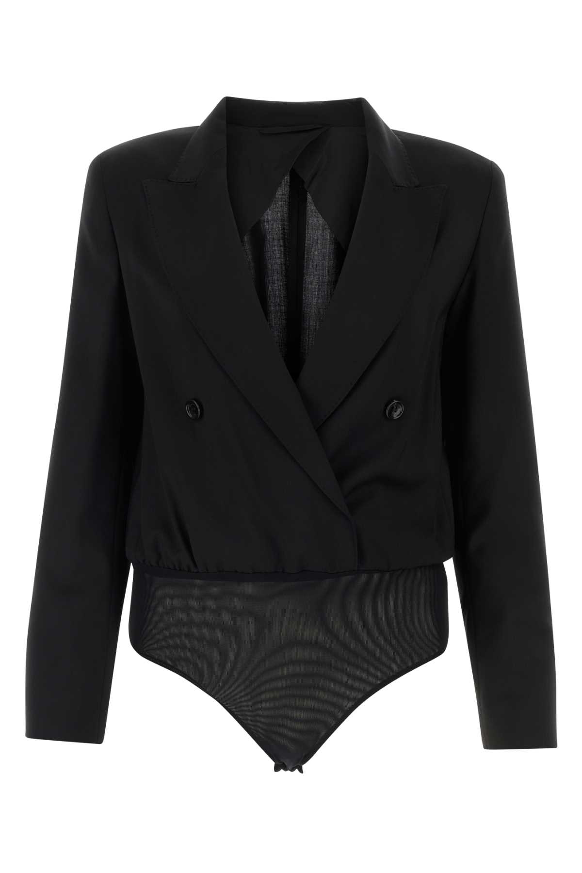 Shop Max Mara Black Wool Mirra Bodysuit In Nero