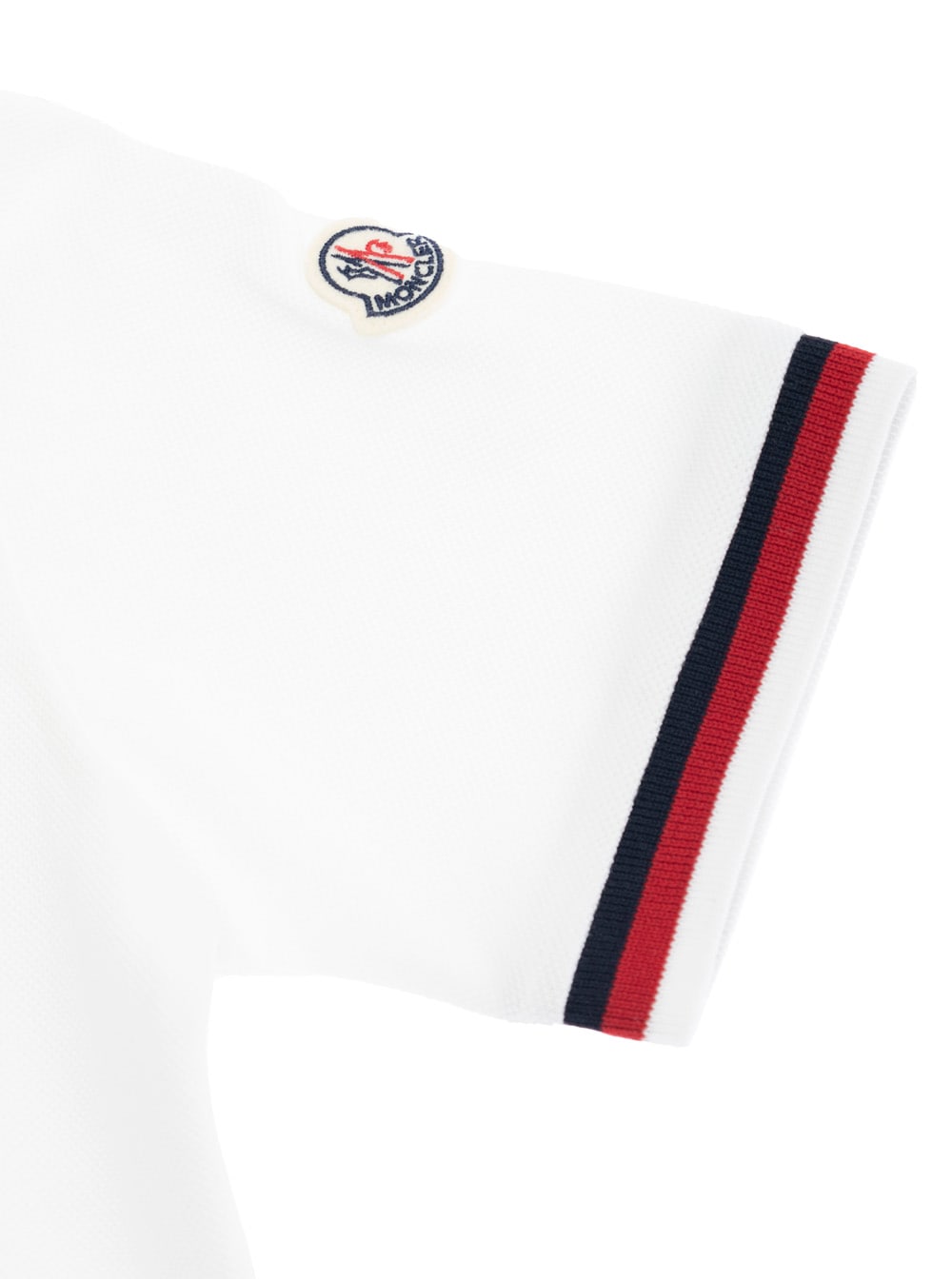 Moncler White Polo Shirt With Logo Patch In Cotton Boy In White