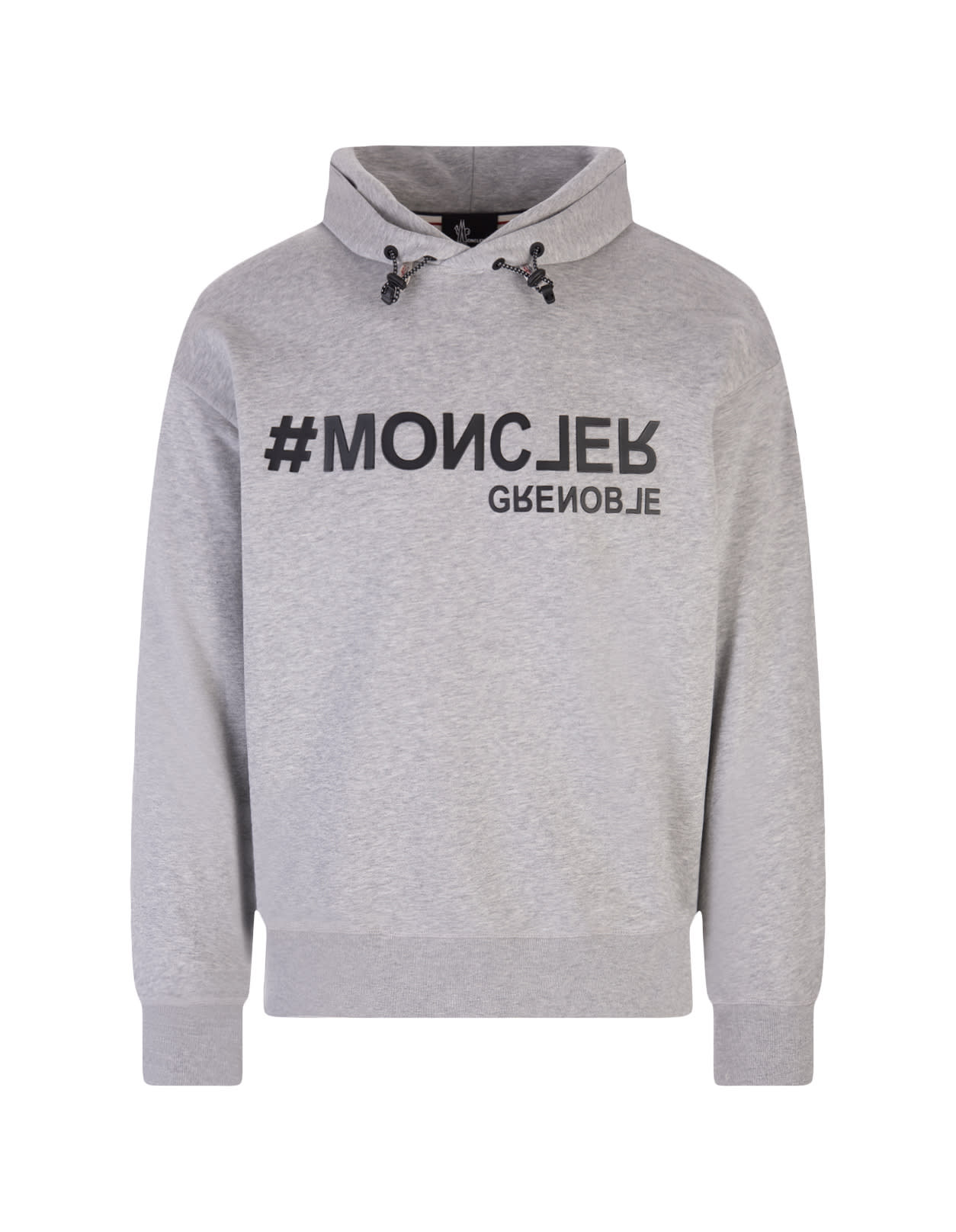 MONCLER GRAY HOODIE WITH LOGO