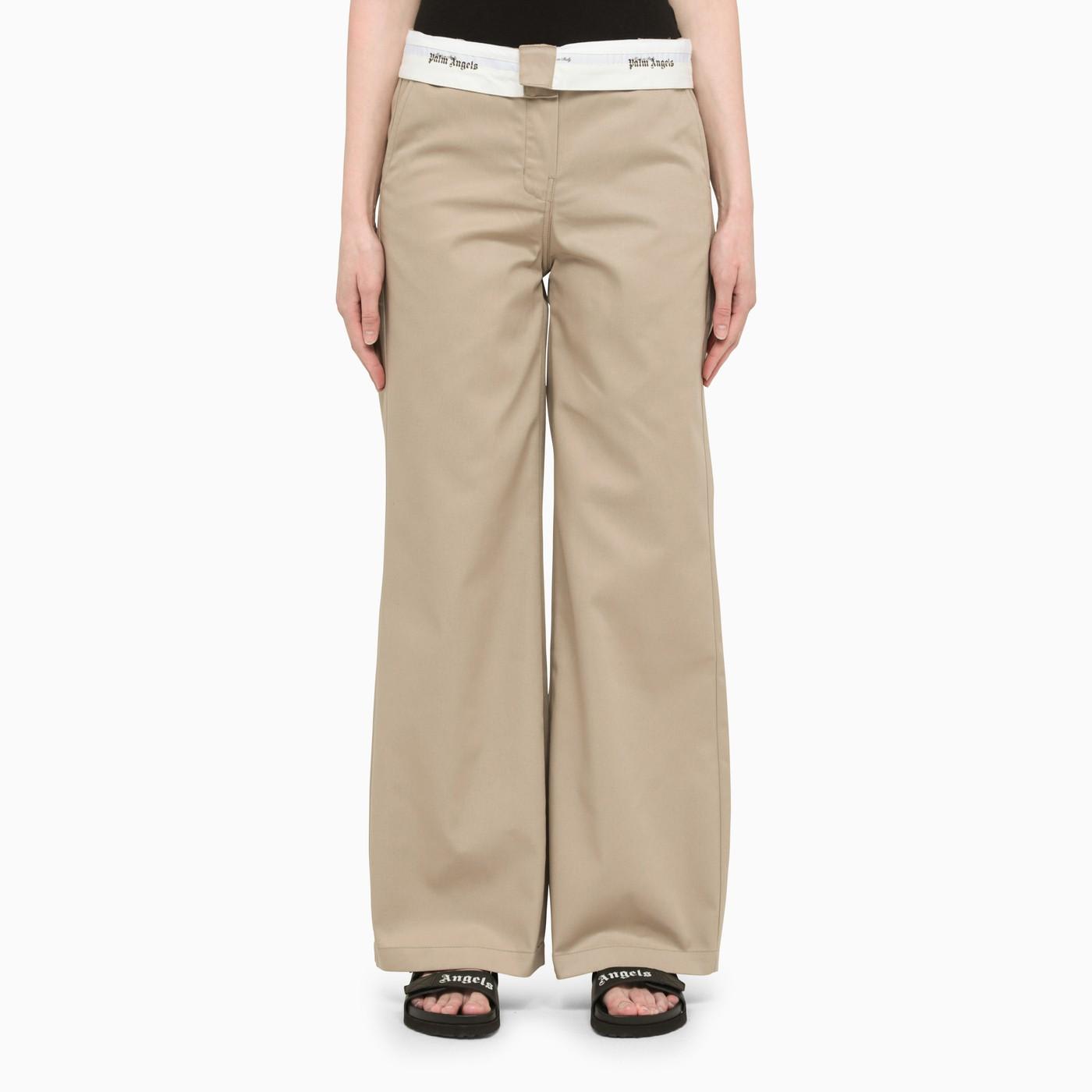 Palm Angels Beige Baggy Chino Trousers