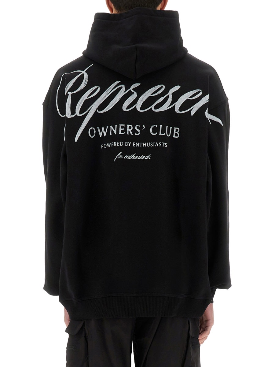 Represent Black Hoodie With Logo Lettering Detail On The Front And Maxi Logo Print On The Rear In Cotton Man In Black