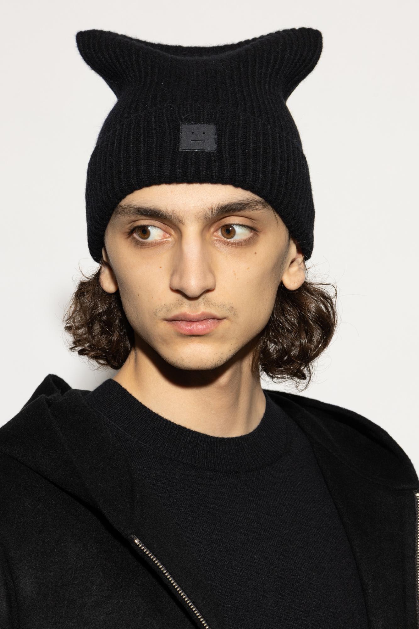 Acne Studios Wool Beanie With Logo In Black