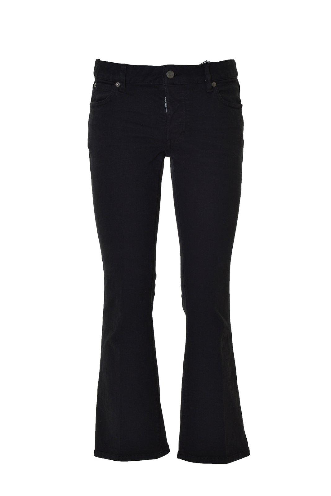 Shop Dsquared2 Logo Patch Bootcut Cropped Trousers In Nero