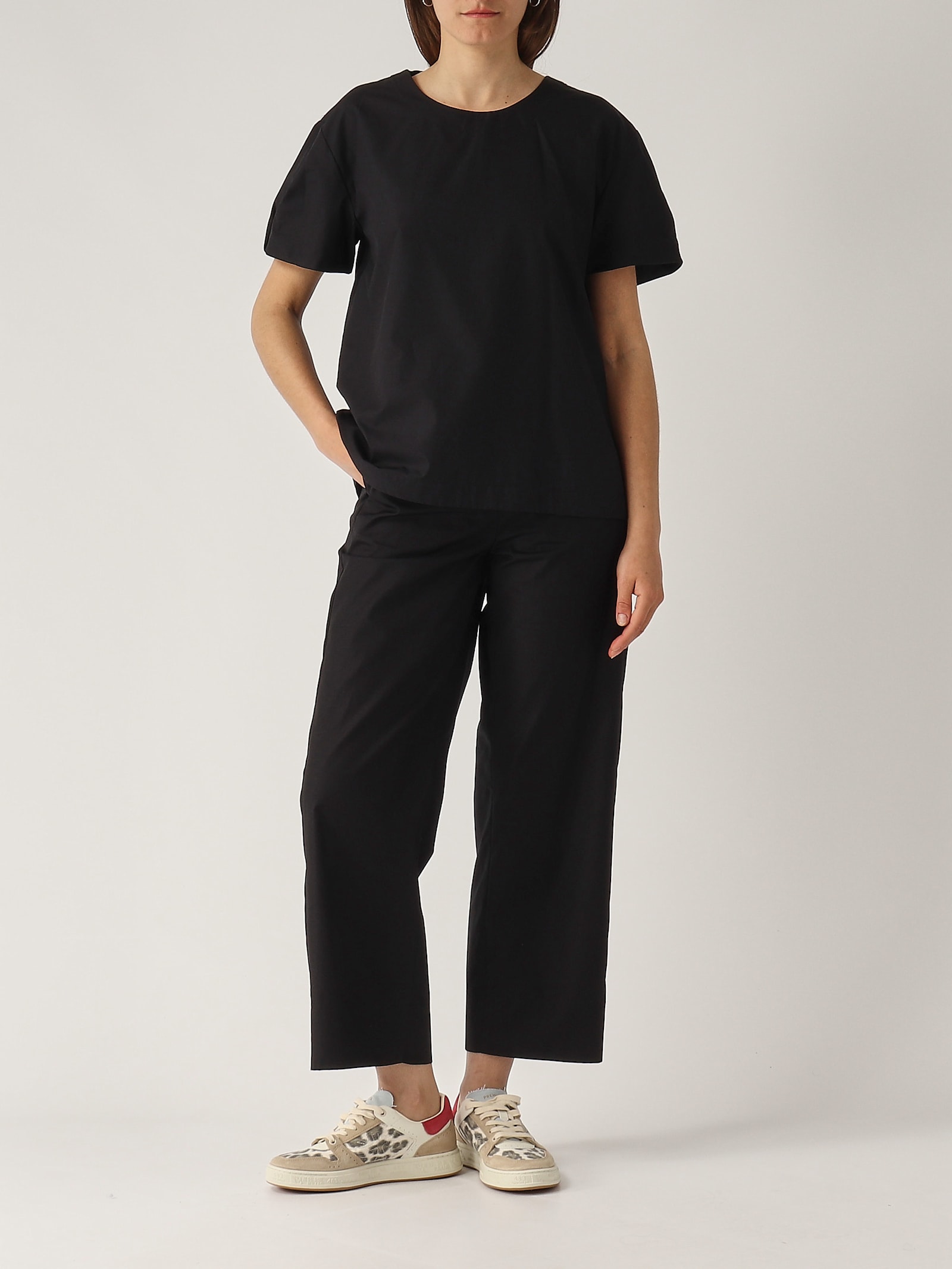 's Max Mara S Max Mara Argento Cotton Trousers In Nero