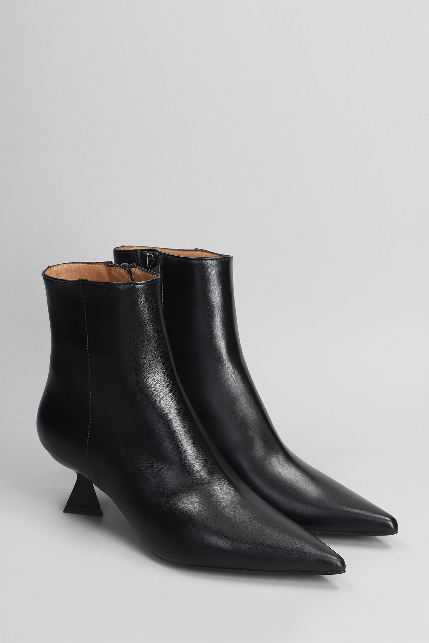 Roberto Festa Jina High Heels Ankle Boots In Black Leather In Black