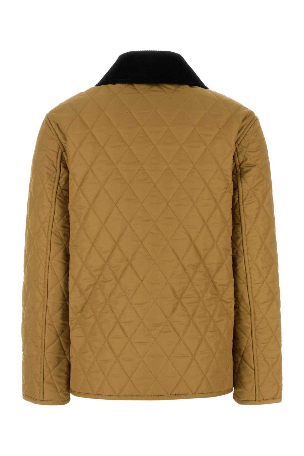 Shop Burberry Long Sleeved Quilted Jacket In Brown