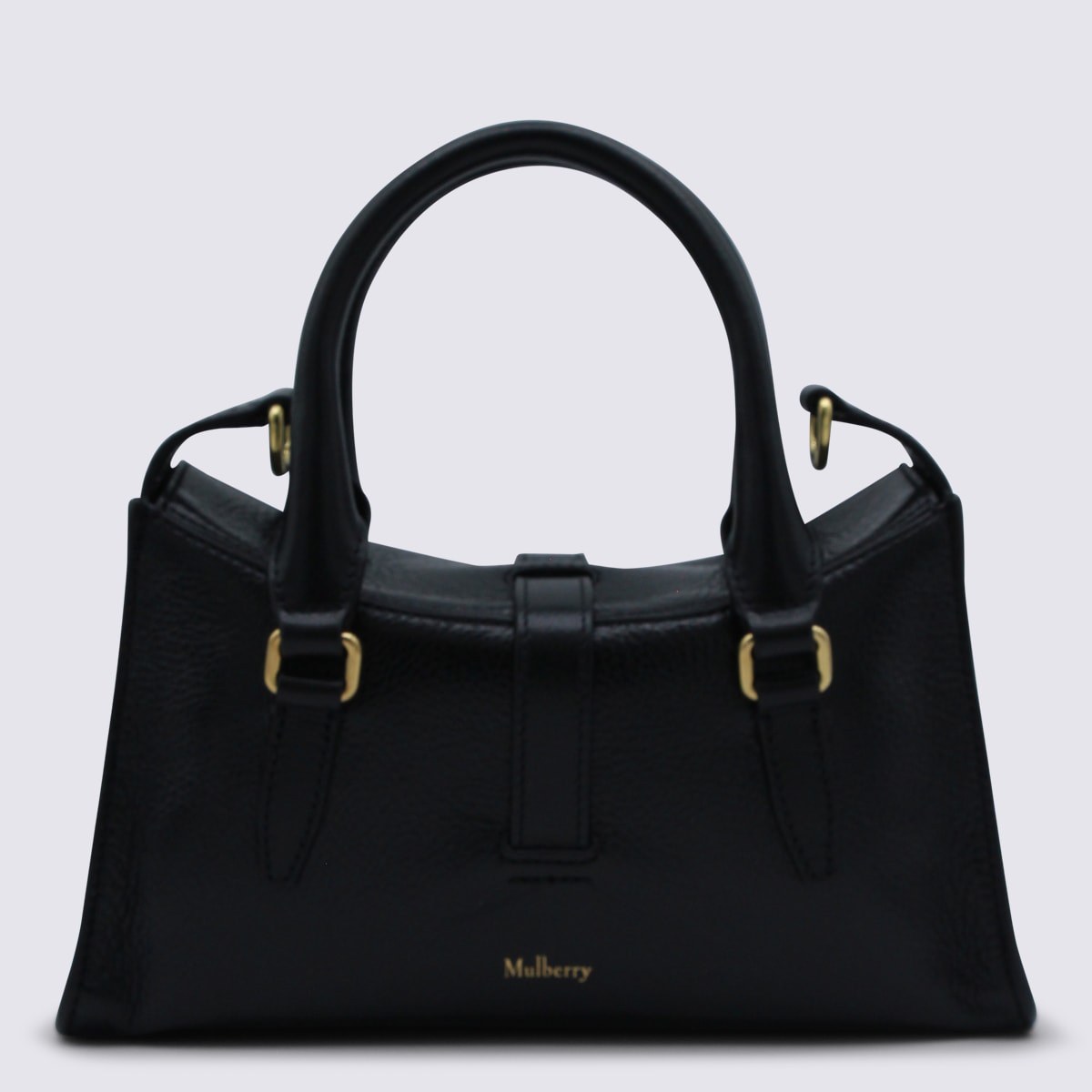 Mulberry Black Leather Mini Roxanne High Shine Top Handle Bag In Black