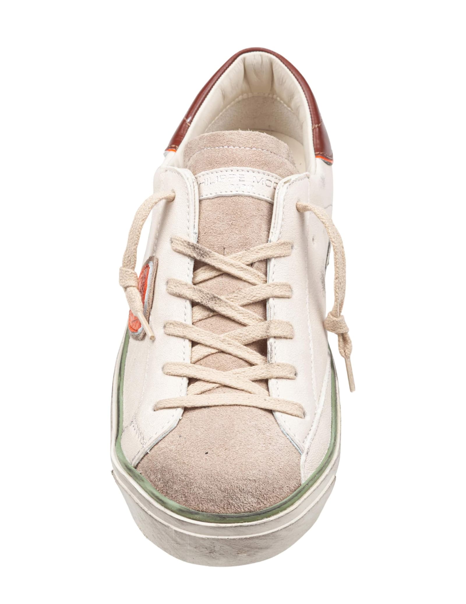 Philippe Model Prsx Leather And Suede Sneakers, Milk And Orange In Multi