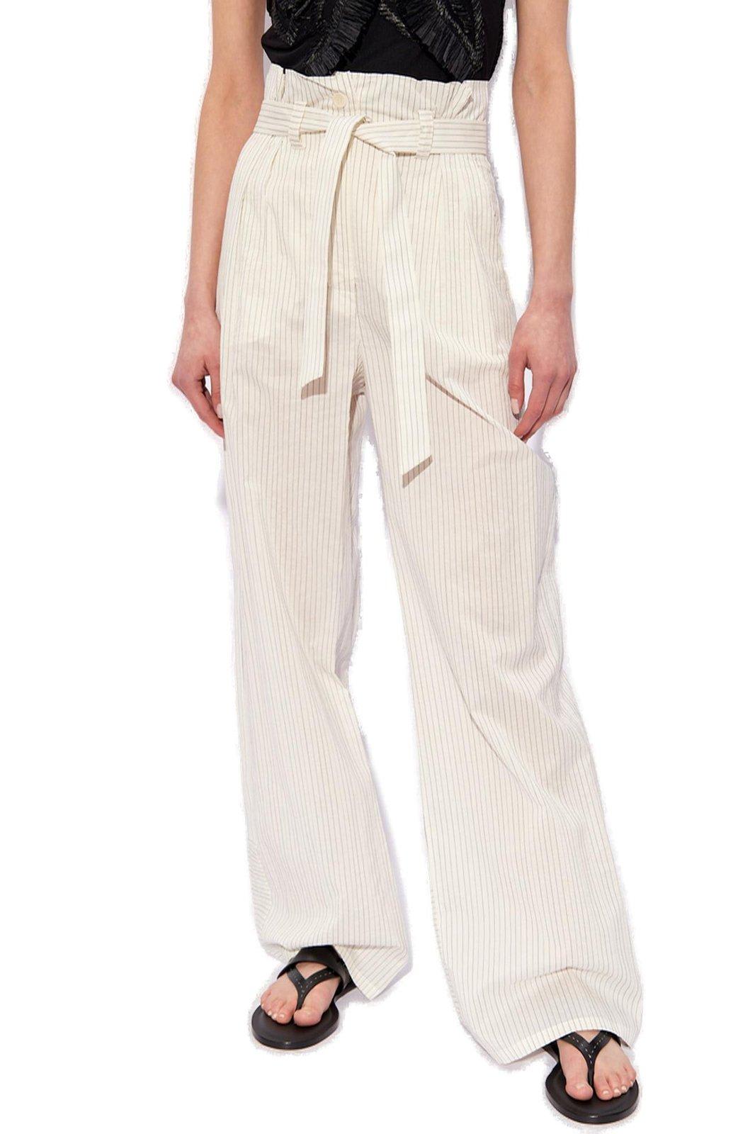 Shop Max Mara Xero Striped Straight Leg Trousers In White