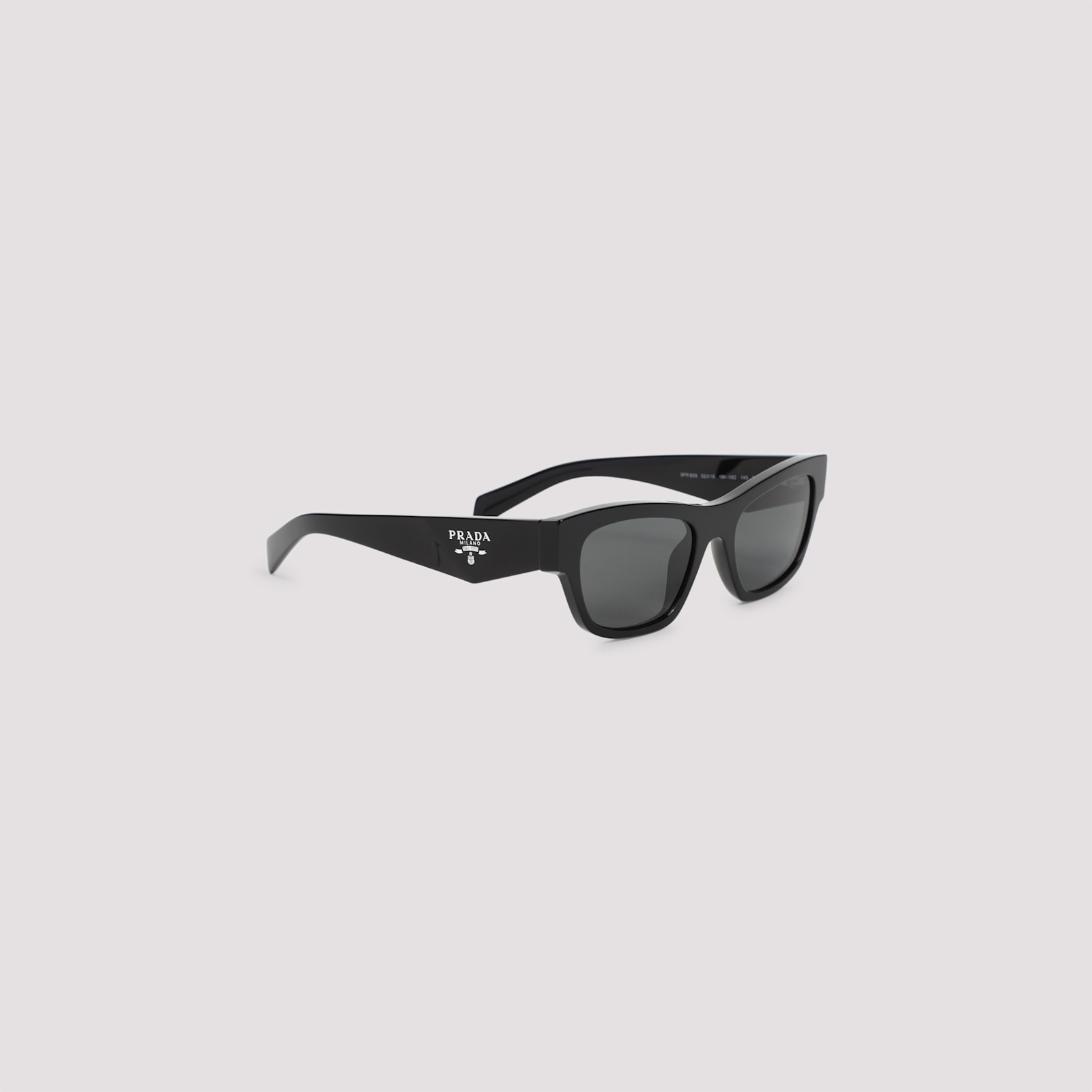 Prada Angular Black Acetate Sunglasses With Dark Lenses In Z Black