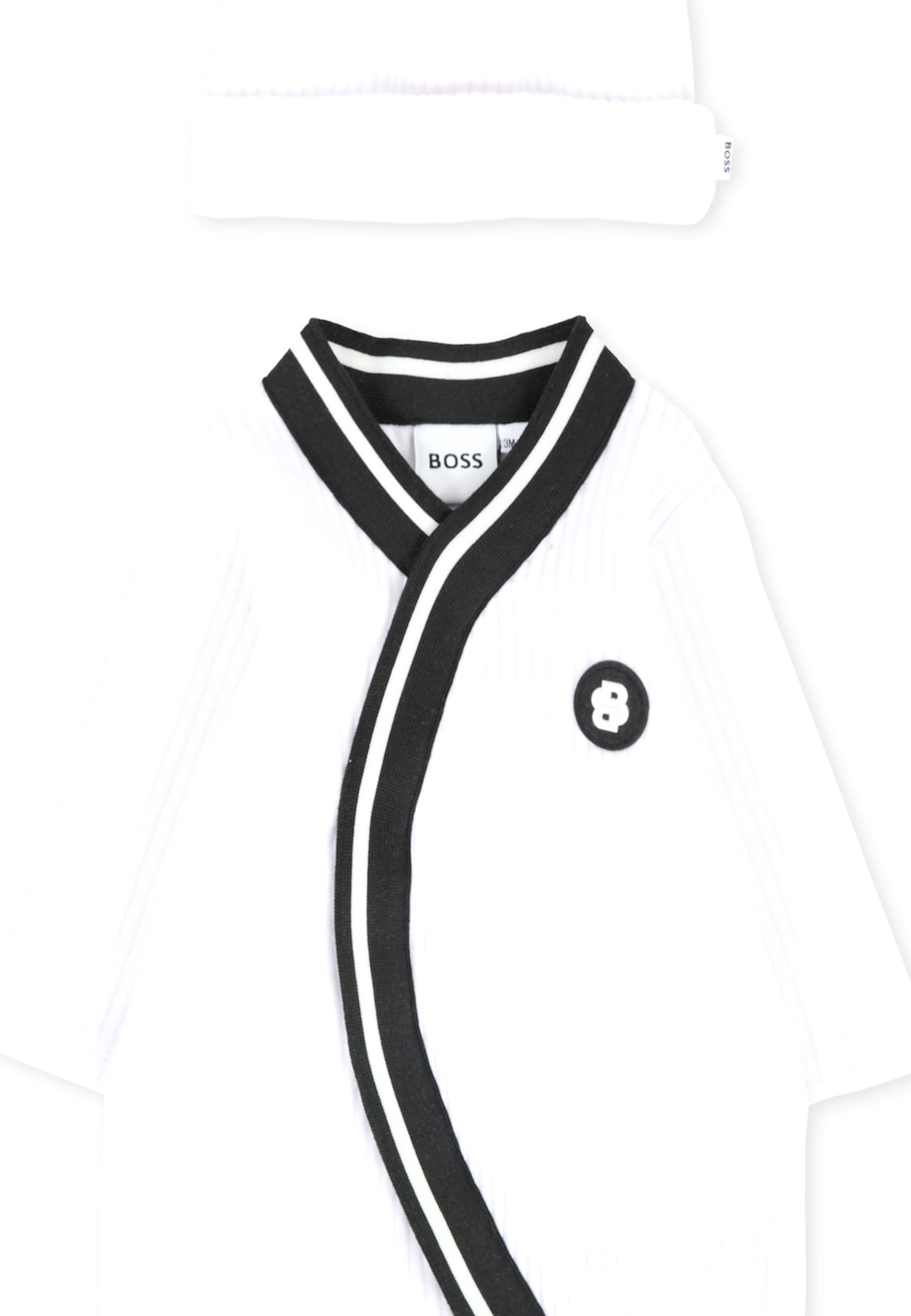 Hugo Boss White Babygrow For Baby Boy With Logo In White