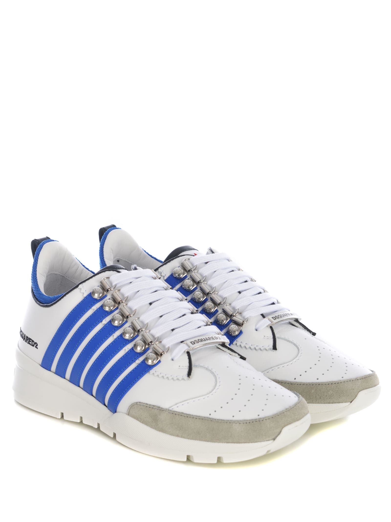 Shop Dsquared2 Sneakers  Legendary Made Of Cotton In Bianco/azzurro