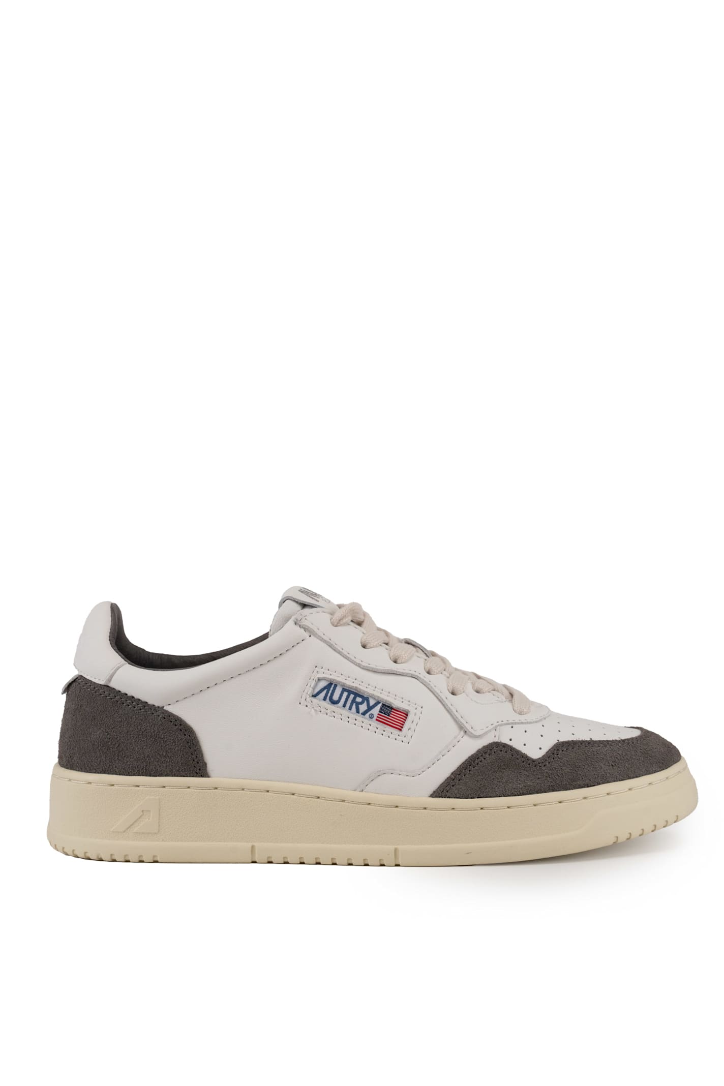 Autry 'medalist Low' White Low Top Sneakers With Side Logo Detail In Leather And Suede Man In White