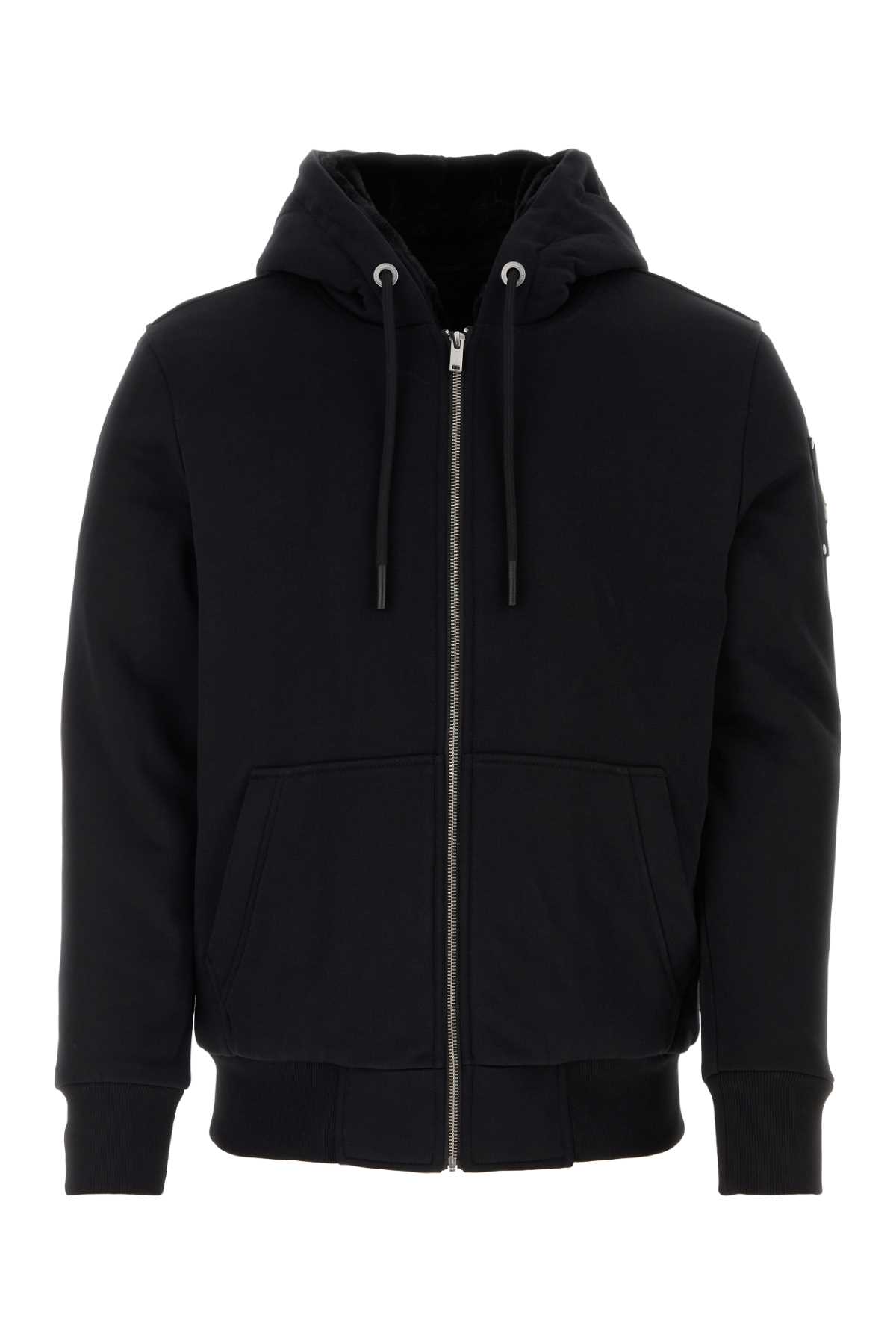 Moose Knuckles Black Cotton Blend Padded Classic Bunny Sweatshirt In Black
