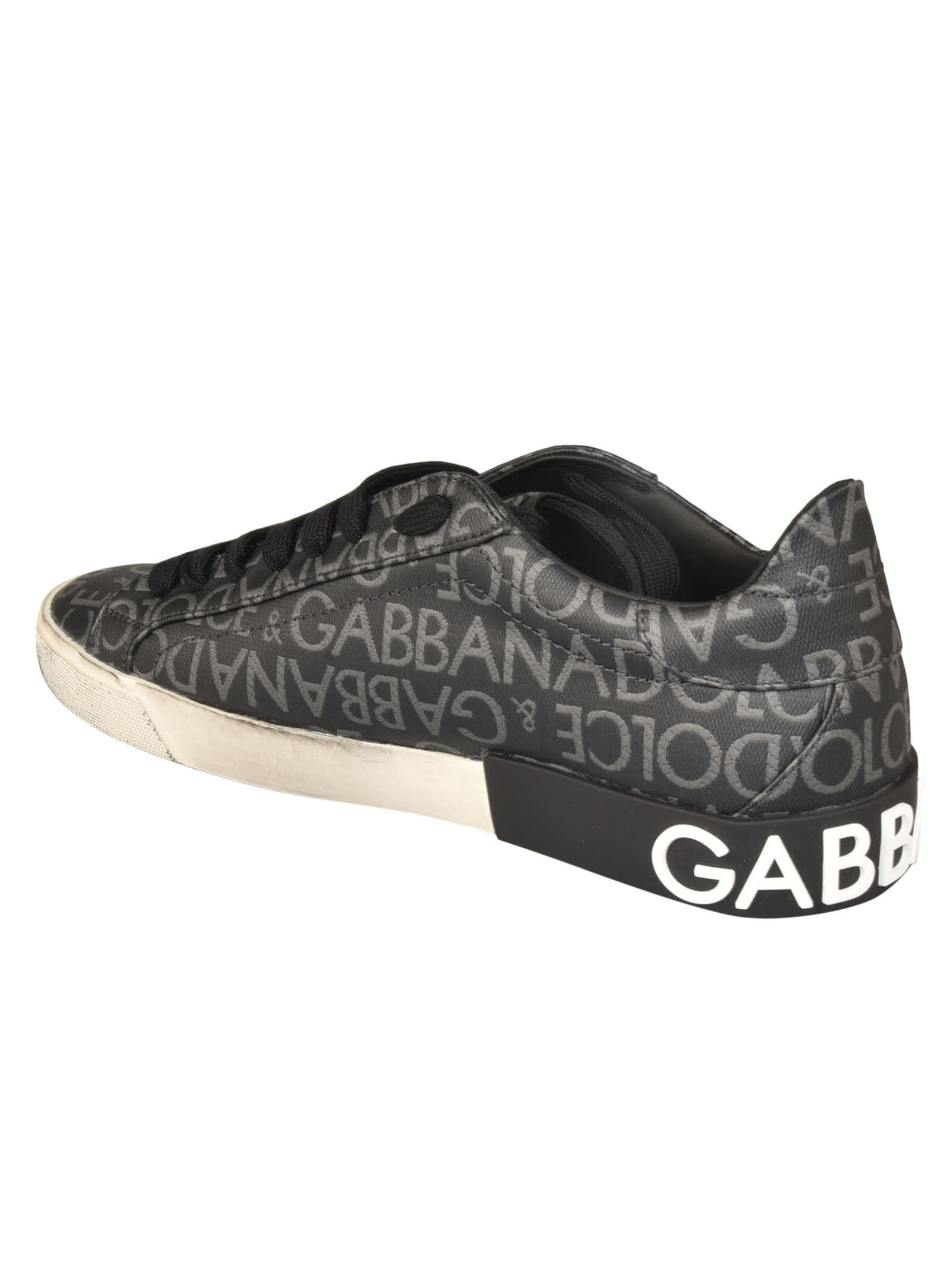 Shop Dolce & Gabbana Logo Monogram Sneakers In Black/grey