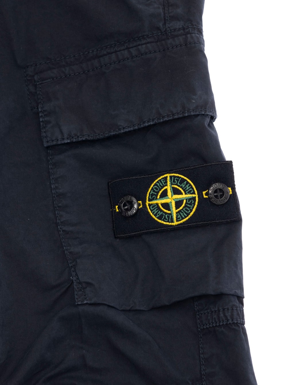Stone Island Blue Pants With Elastic Waist And Logo Patch On The Pocket In Cotton Stretch Boy In Blu
