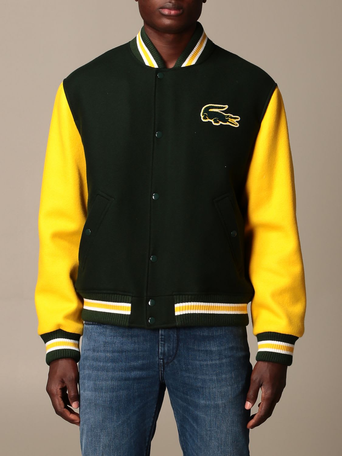 Lacoste Jacket Lacoste L! Ve Bomber With Logo In Green | ModeSens