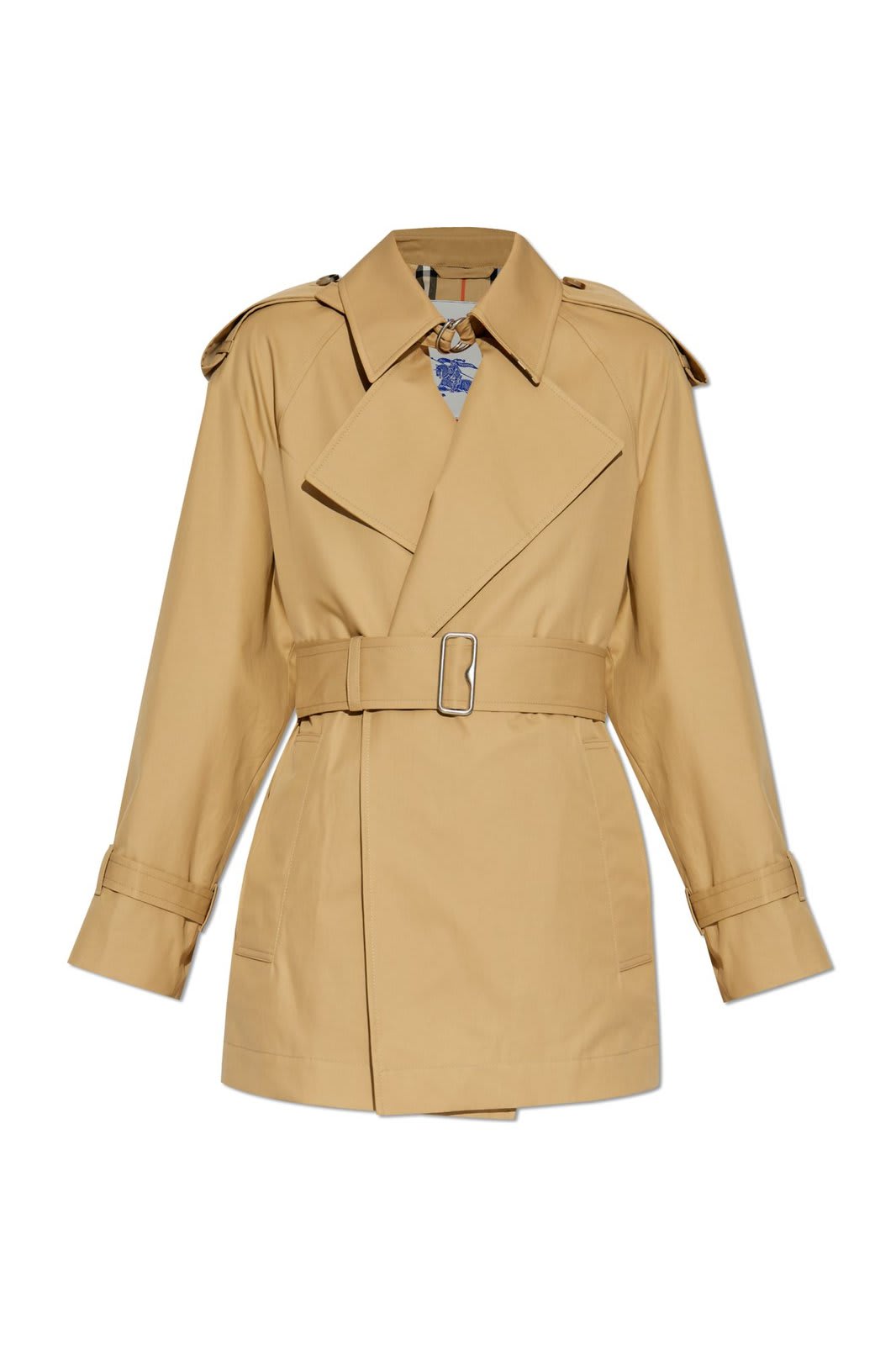 Shop Burberry Belted Waist Trench Coat In Flax