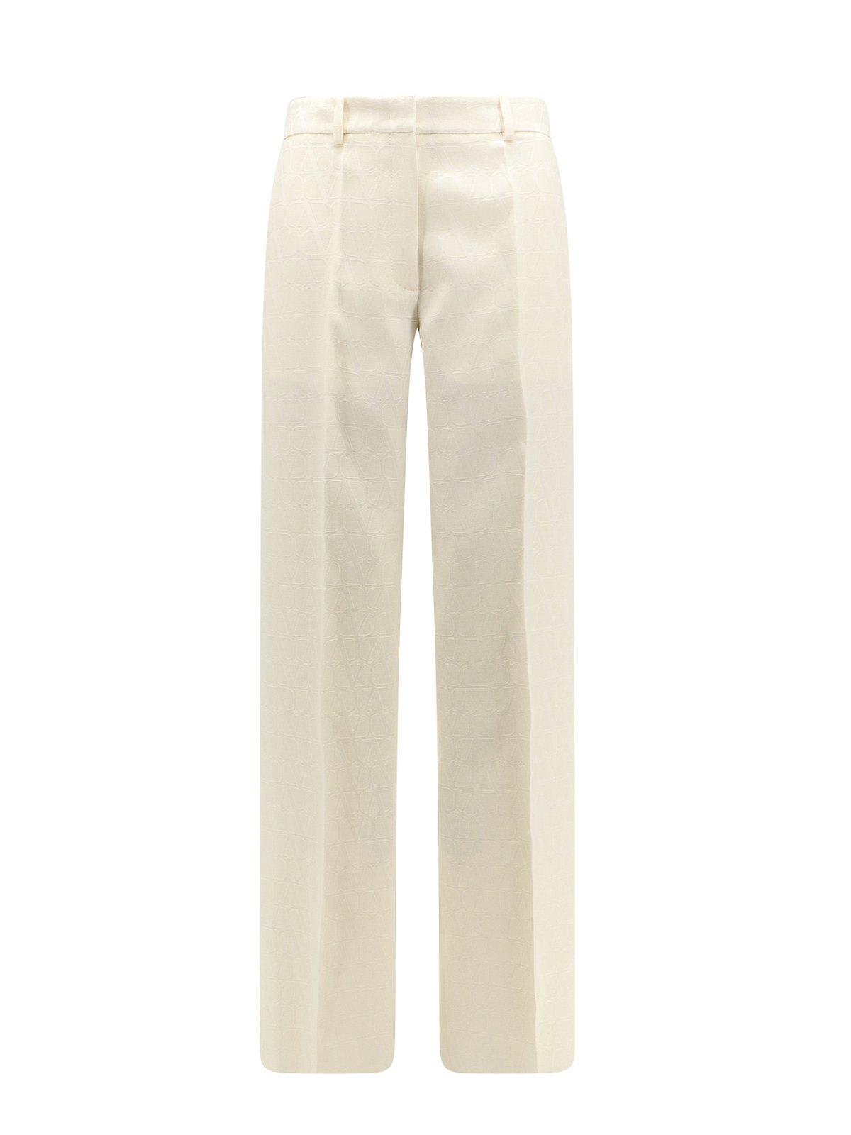 Shop Valentino Garavani Toile Iconographe Jacquard High-waisted Trousers In White