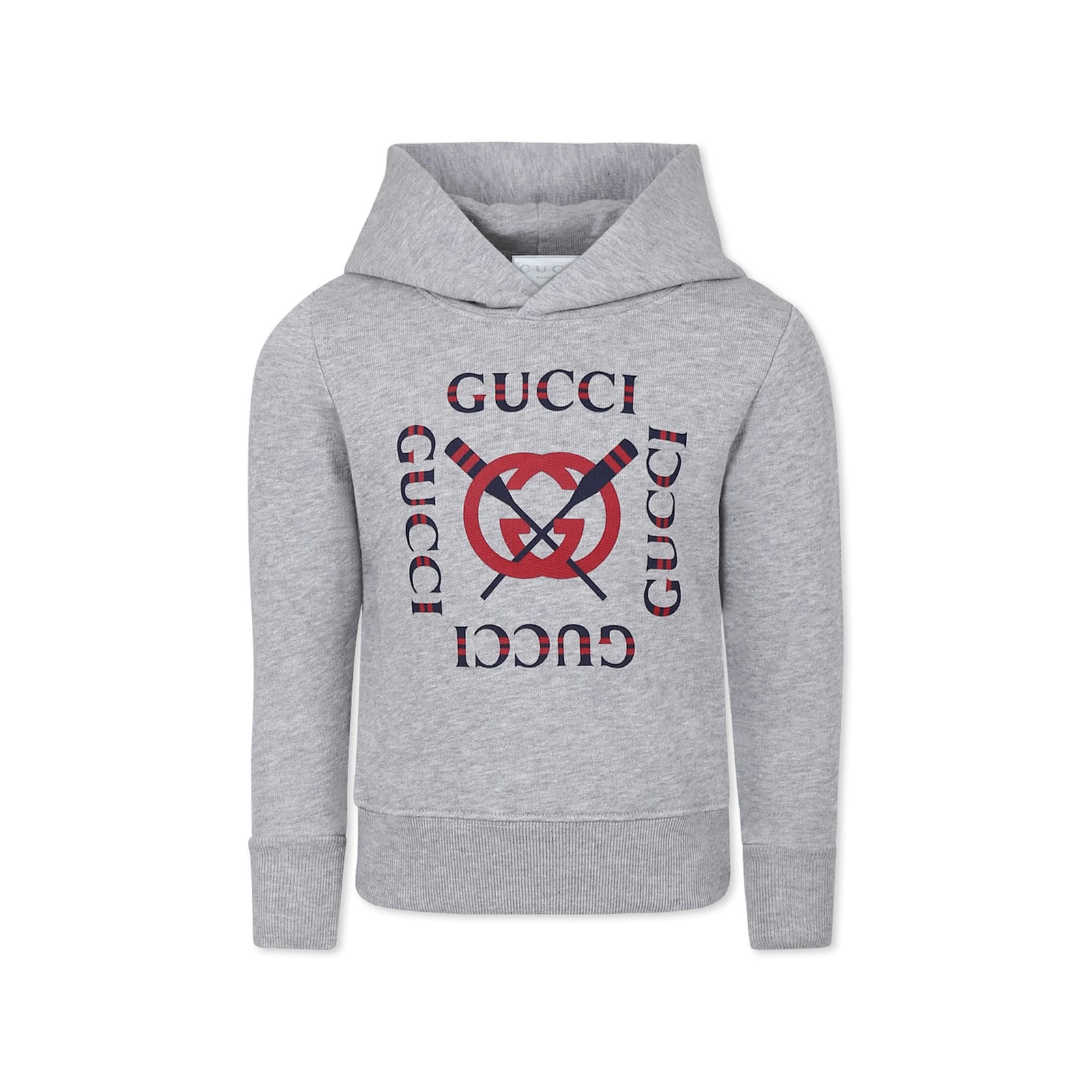 Gucci Logo-print Hoodie In Grey