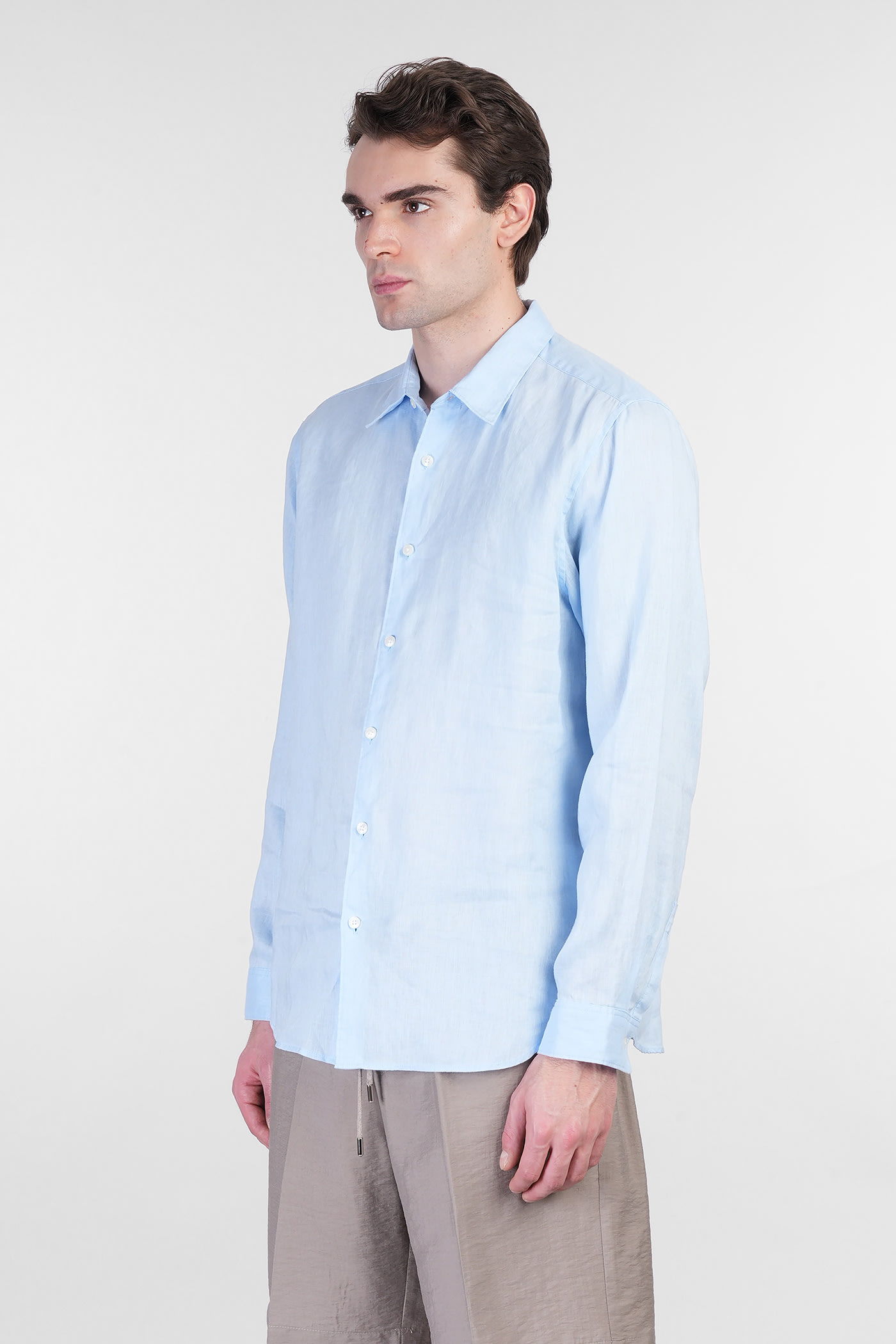 Theory Shirt In Cyan Linen