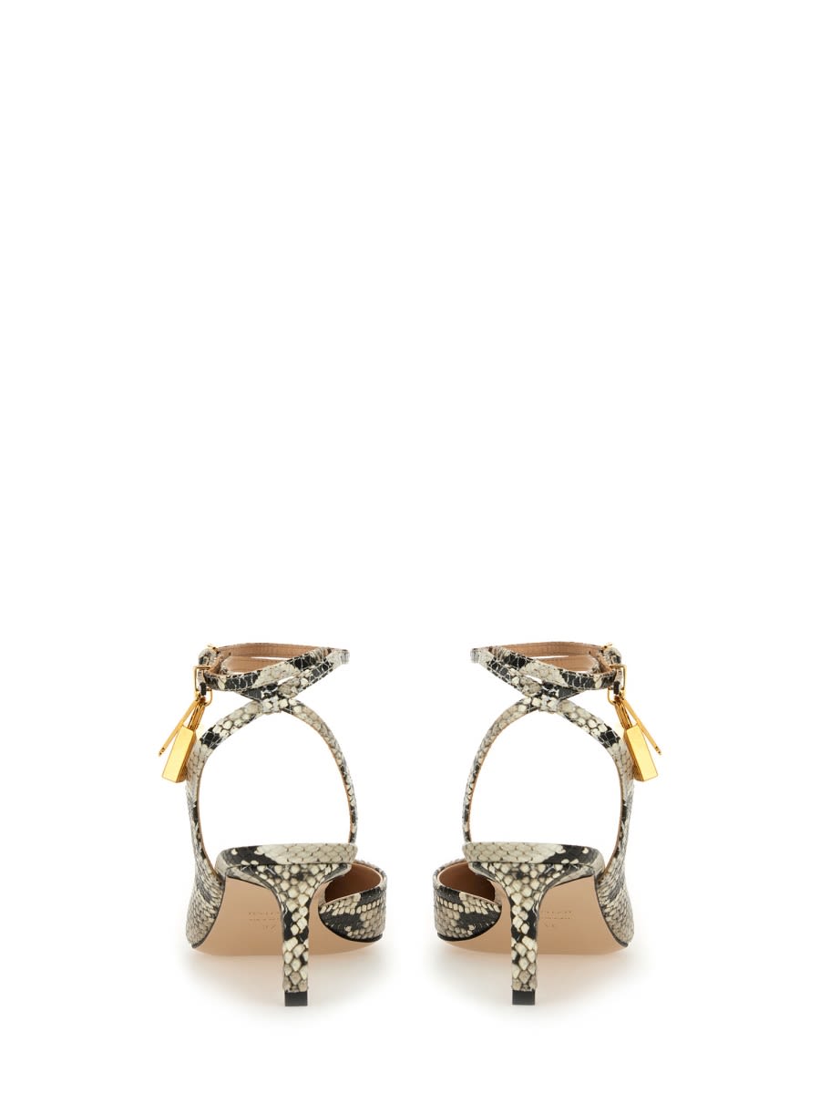 Tom Ford Padlock 55 Snake-effect Slingback Sandals