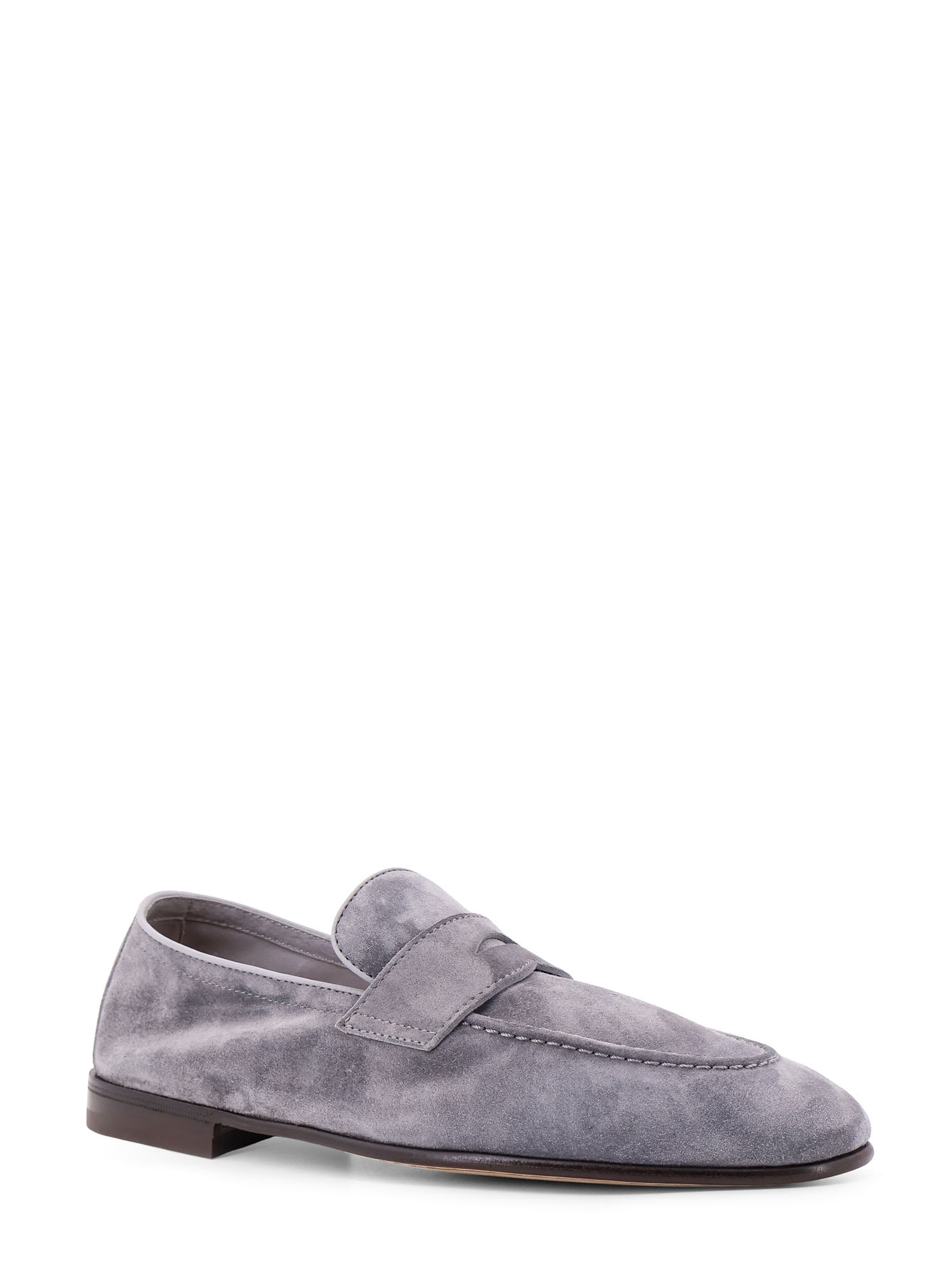 Brunello Cucinelli Suede Loafers In Grey