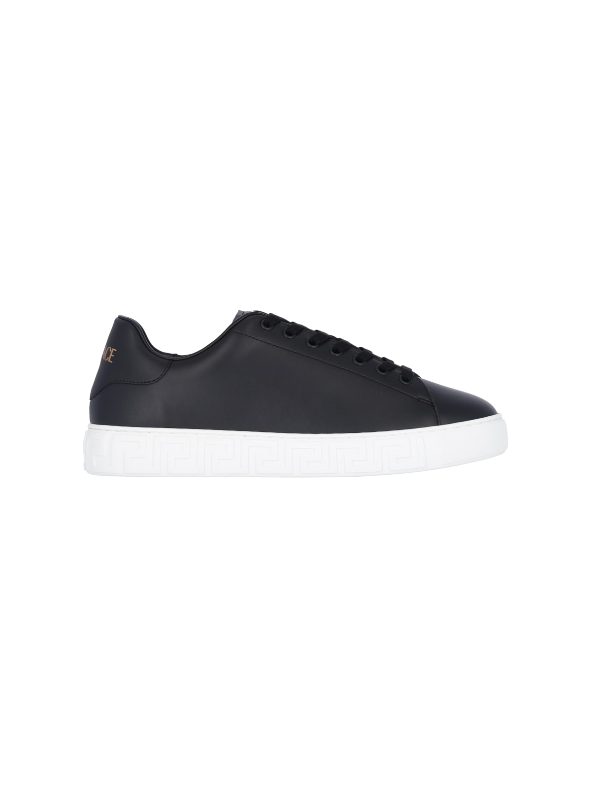 Shop Versace Greca Low-top Sneakers In Black