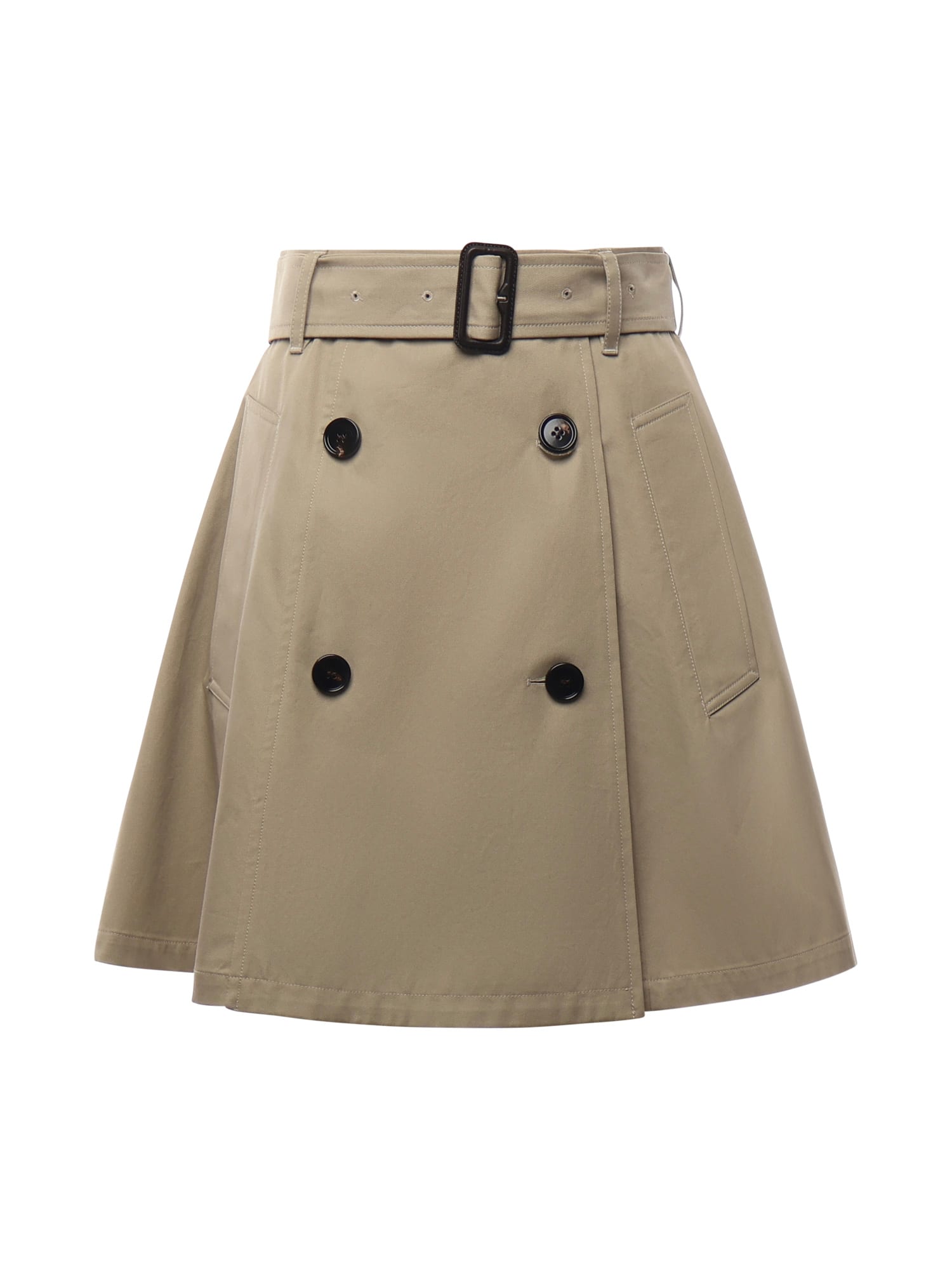 Burberry Cotton Gabardine Trench Miniskirt In Neutral