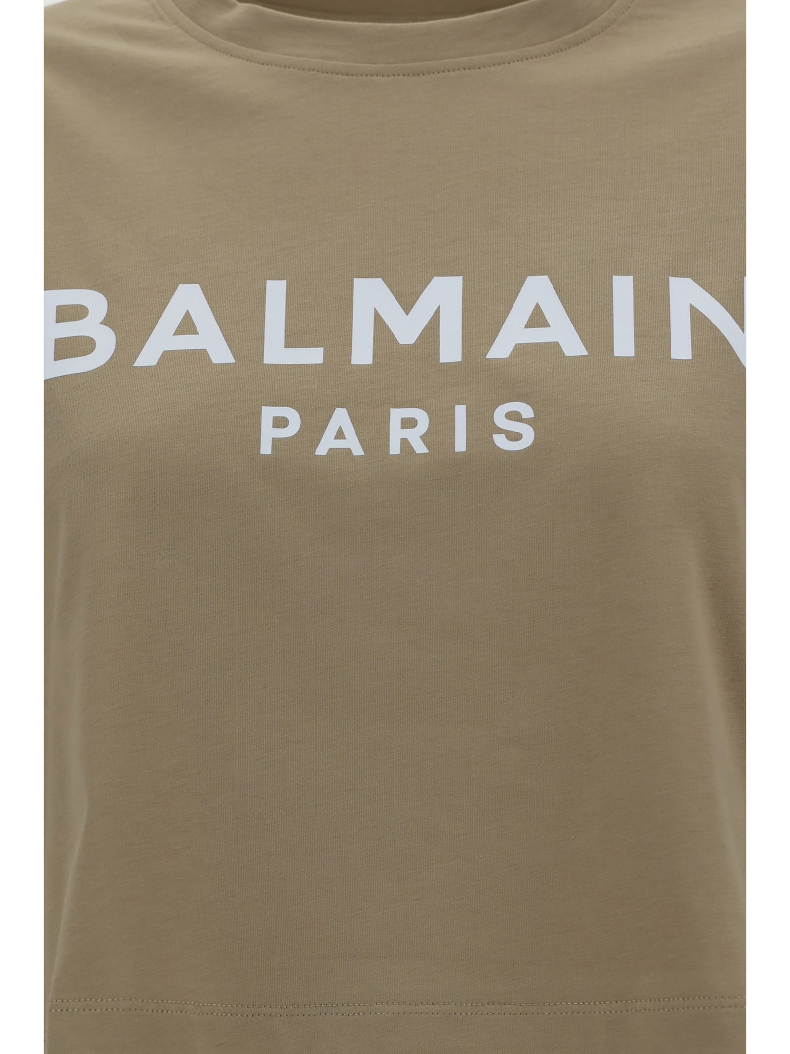 Shop Balmain T-shirt In Beige/blanc