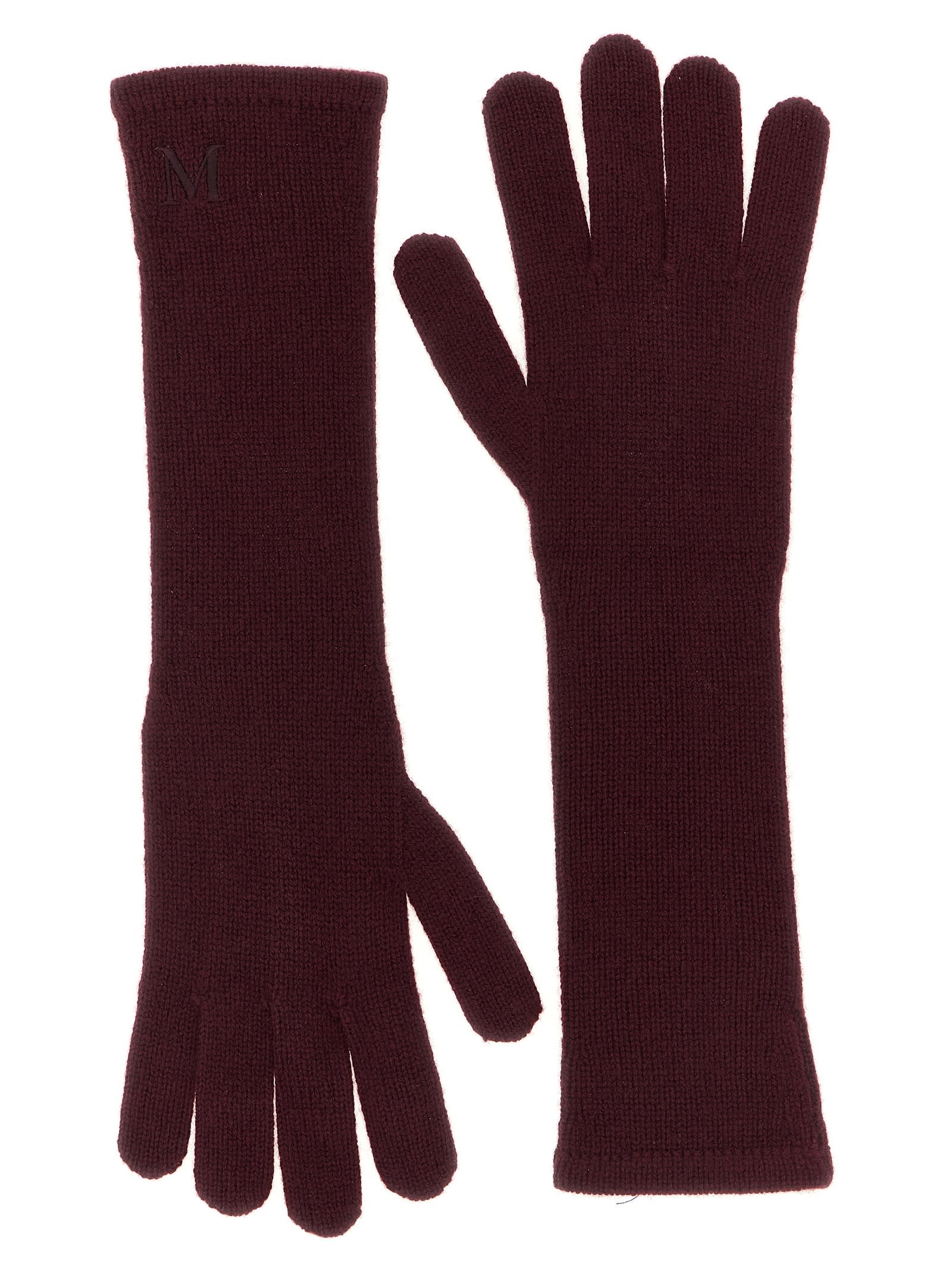 Max Mara Mmjock Gloves In Burgundy