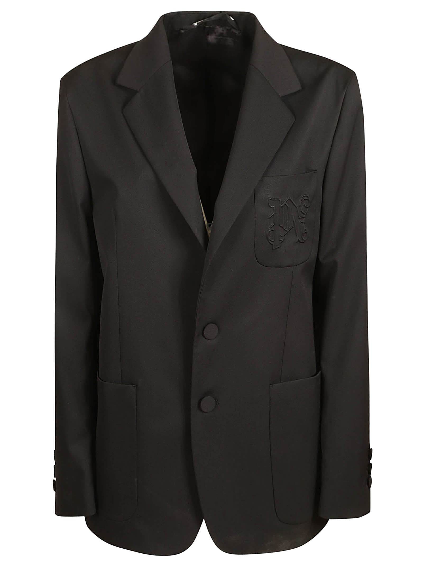 Palm Angels Stretch Twill Blazer In Black Black
