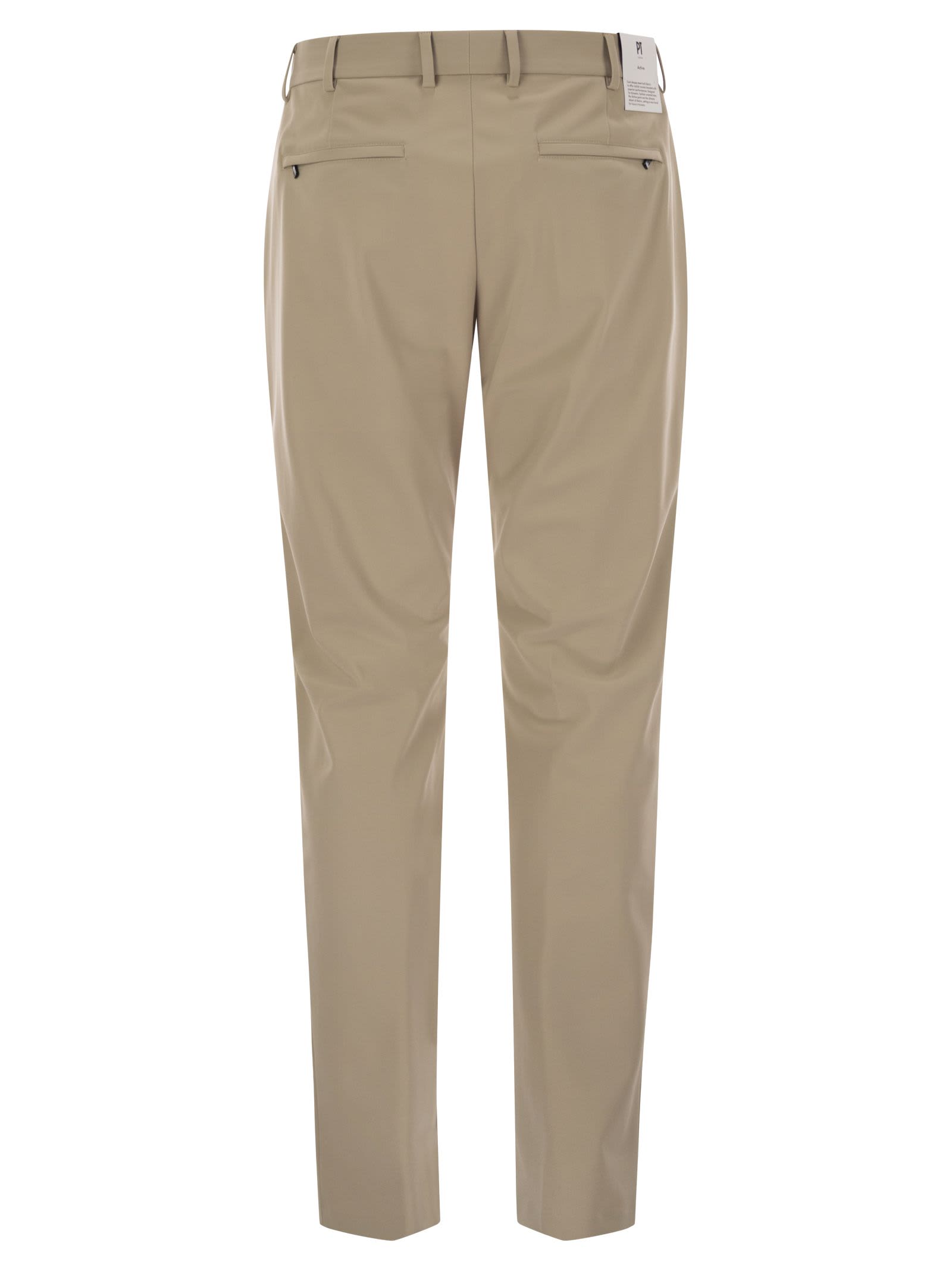 Pt Torino Epsilon Trousers In Technical Fabric In Light Beige