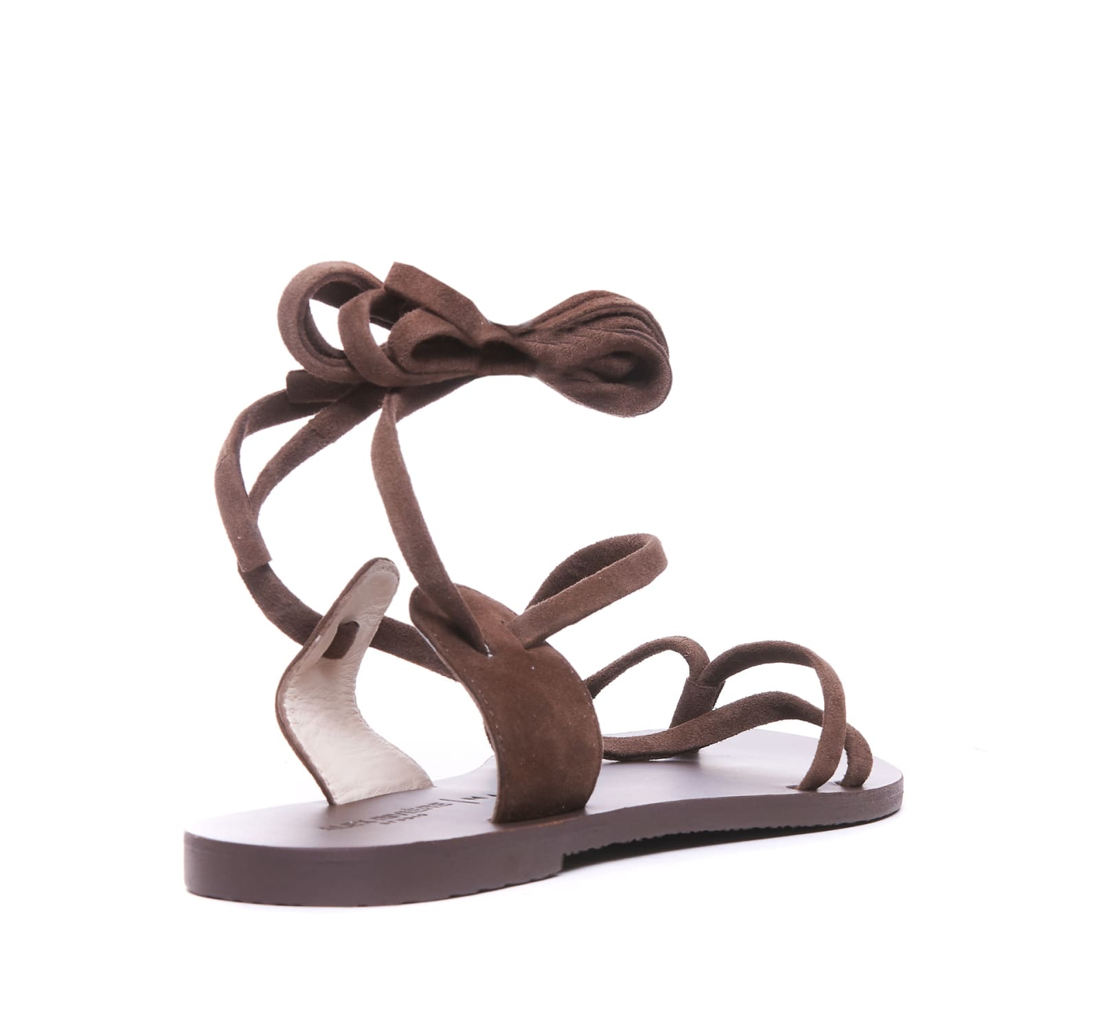 Shop Manebi Tie- Up Leather Sandals In Brown