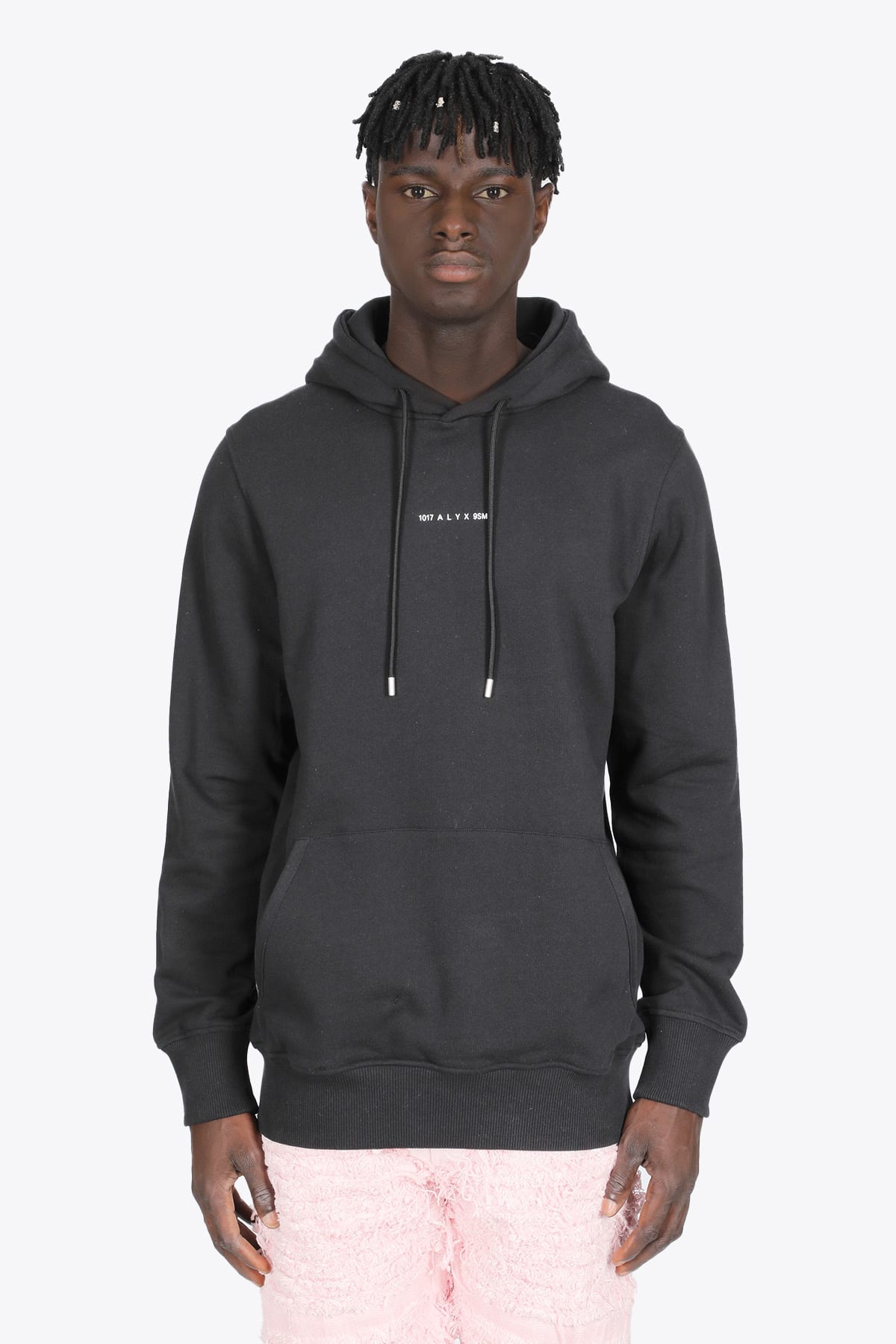 1017 ALYX 9SM Hooded Sweatshirt Visual Black coton hoodie with logo print