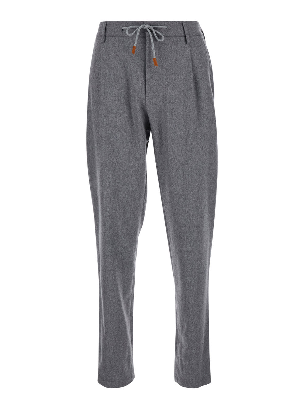 Shop Eleventy Grey Joggers Pants With Drawstring In Wool And Cashmere Man