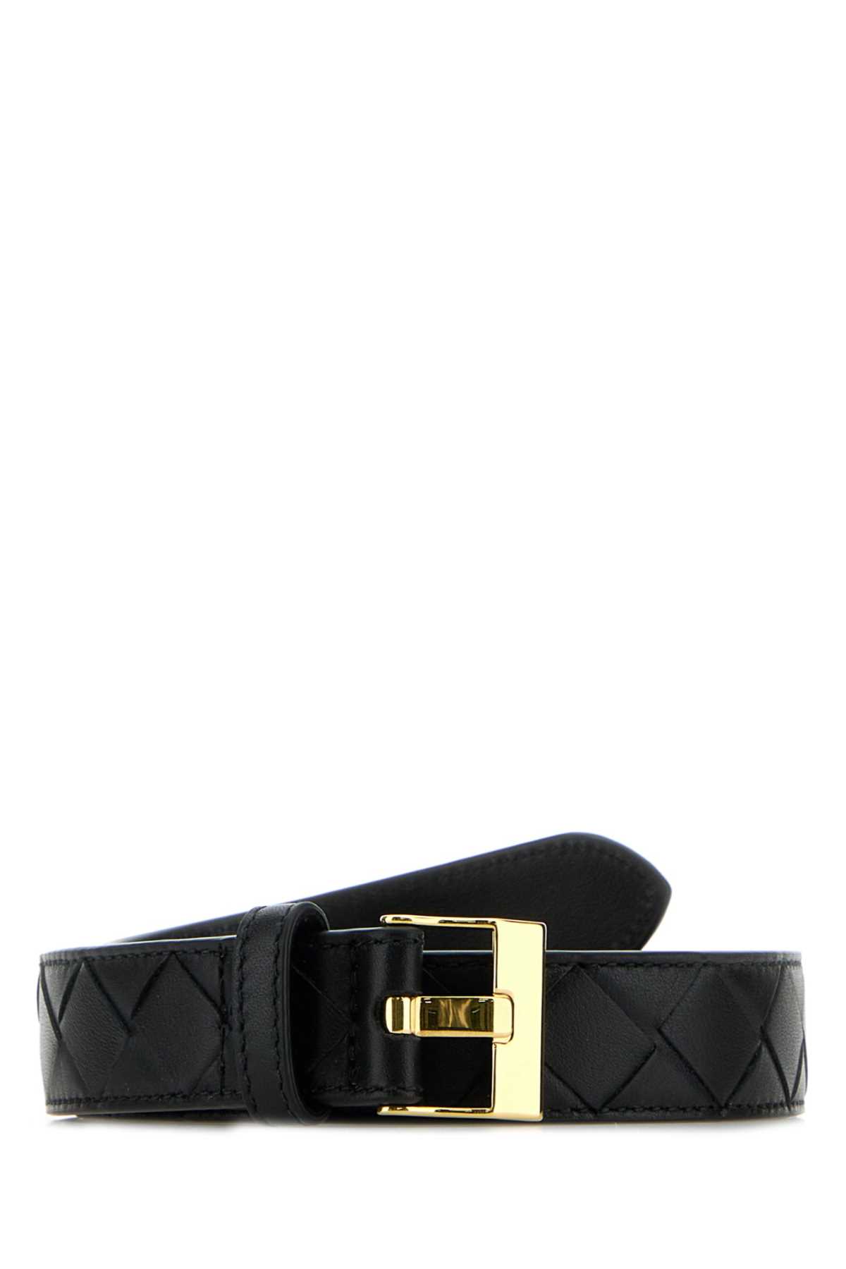 Bottega Veneta Black Leather Watch Belt