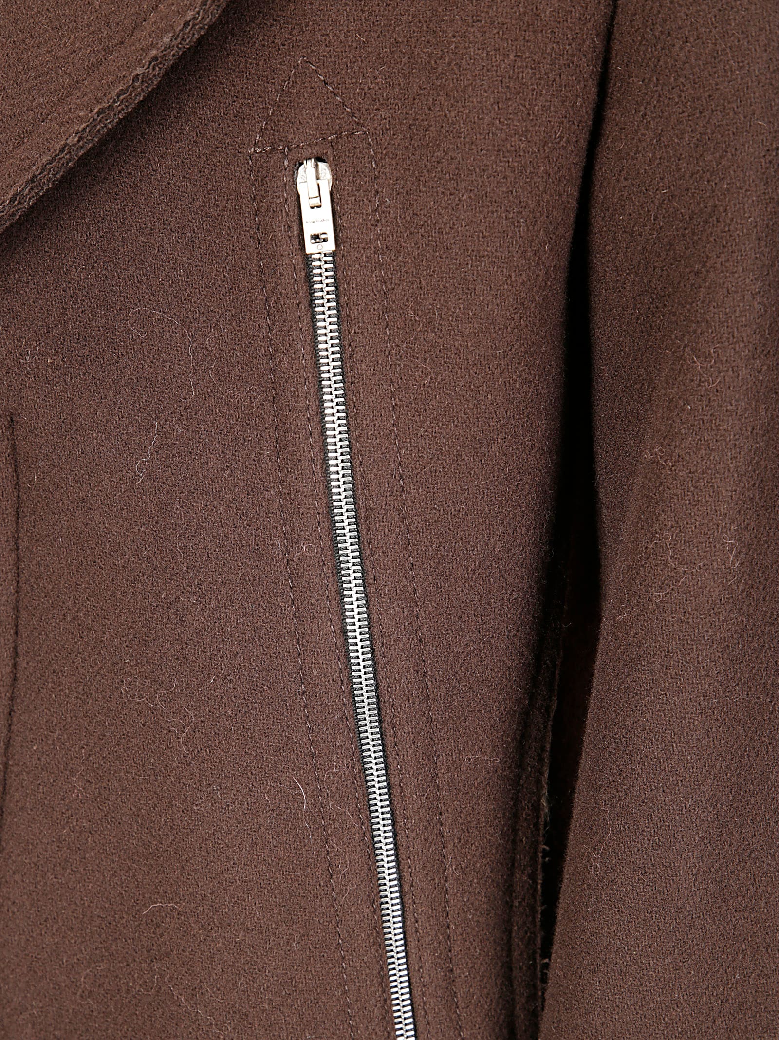 Shop Acne Studios Zip Detailed Felted Jacket In Maroon Red