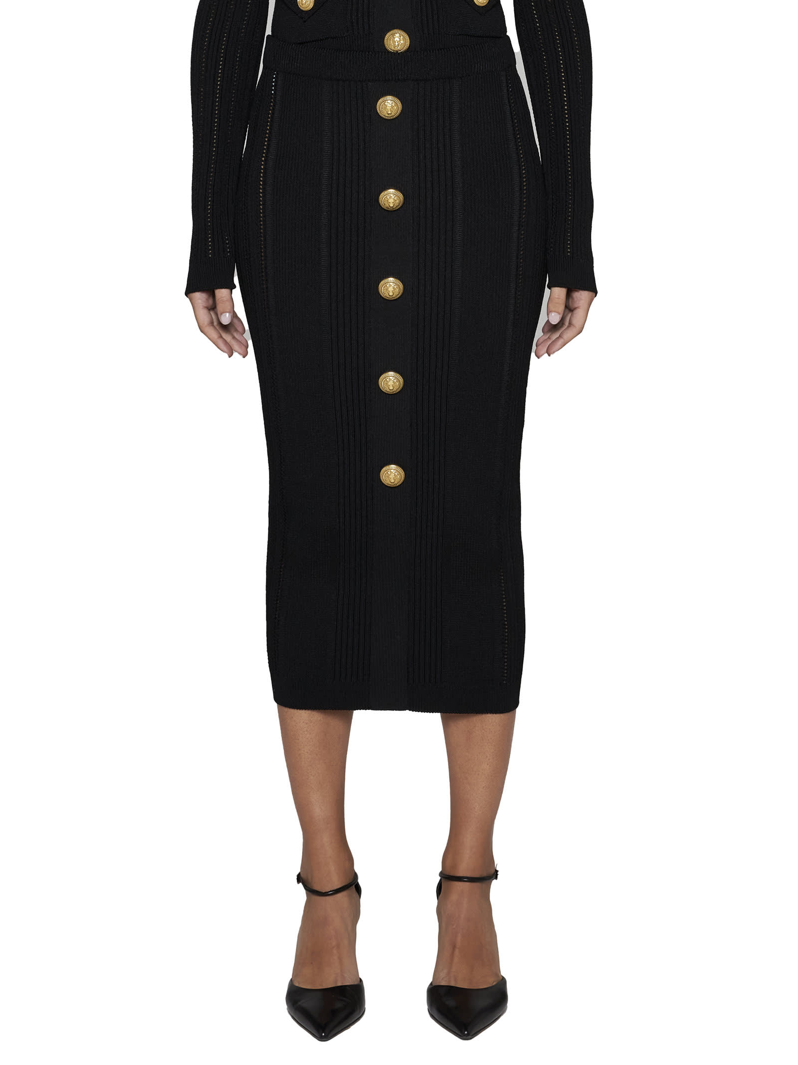 Shop Balmain Skirt In Noir