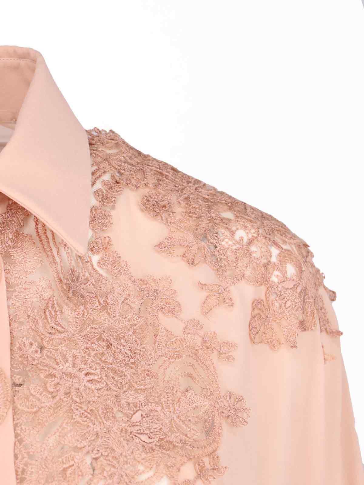 Shop Ermanno Scervino Oversized Lace Detail Shirt In Pink