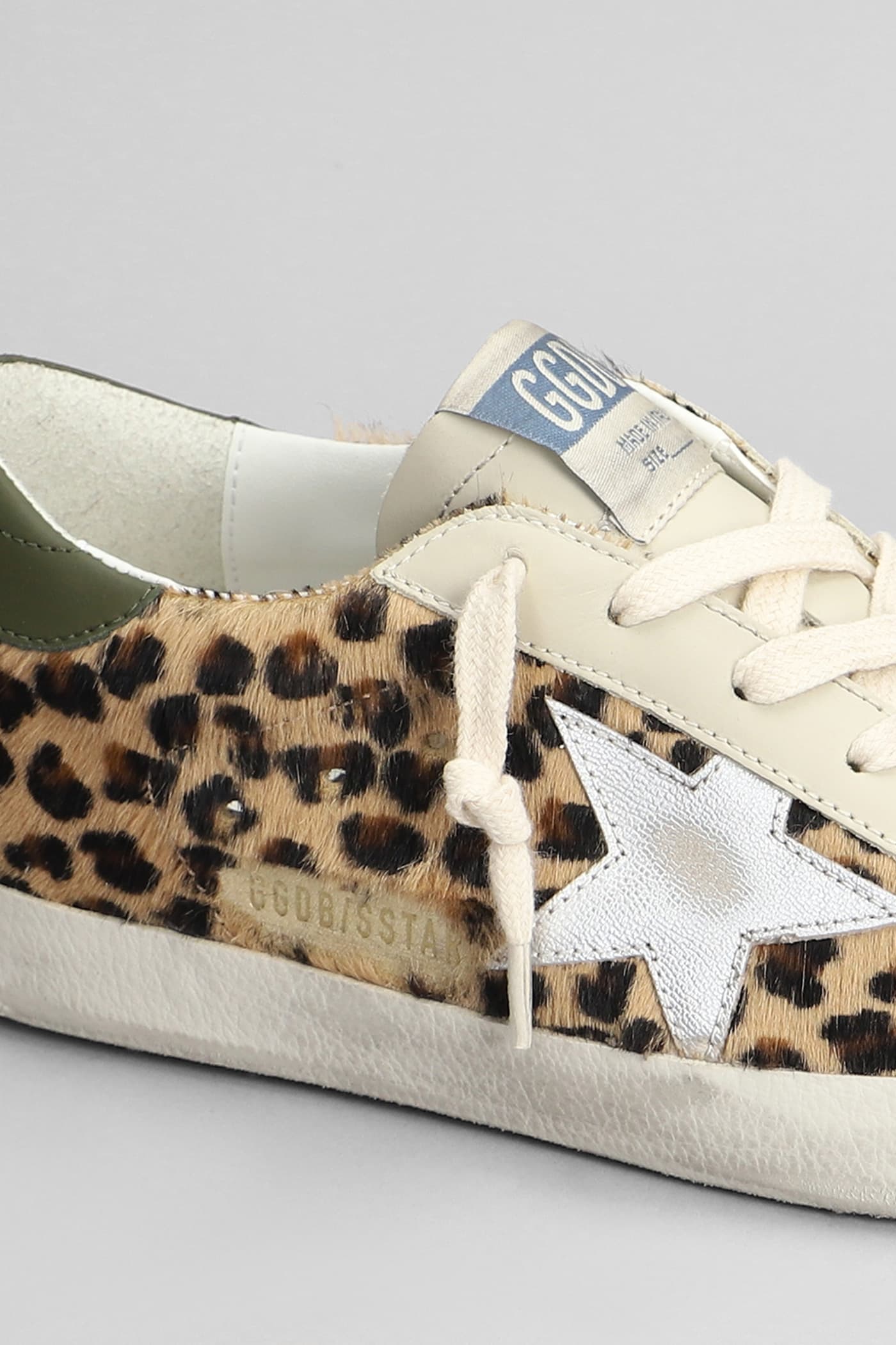 Golden Goose Soul-star Distressed Leather-trimmed Leopard-print Calf Hair Sneakers In Beige Brown Black Silver Olive