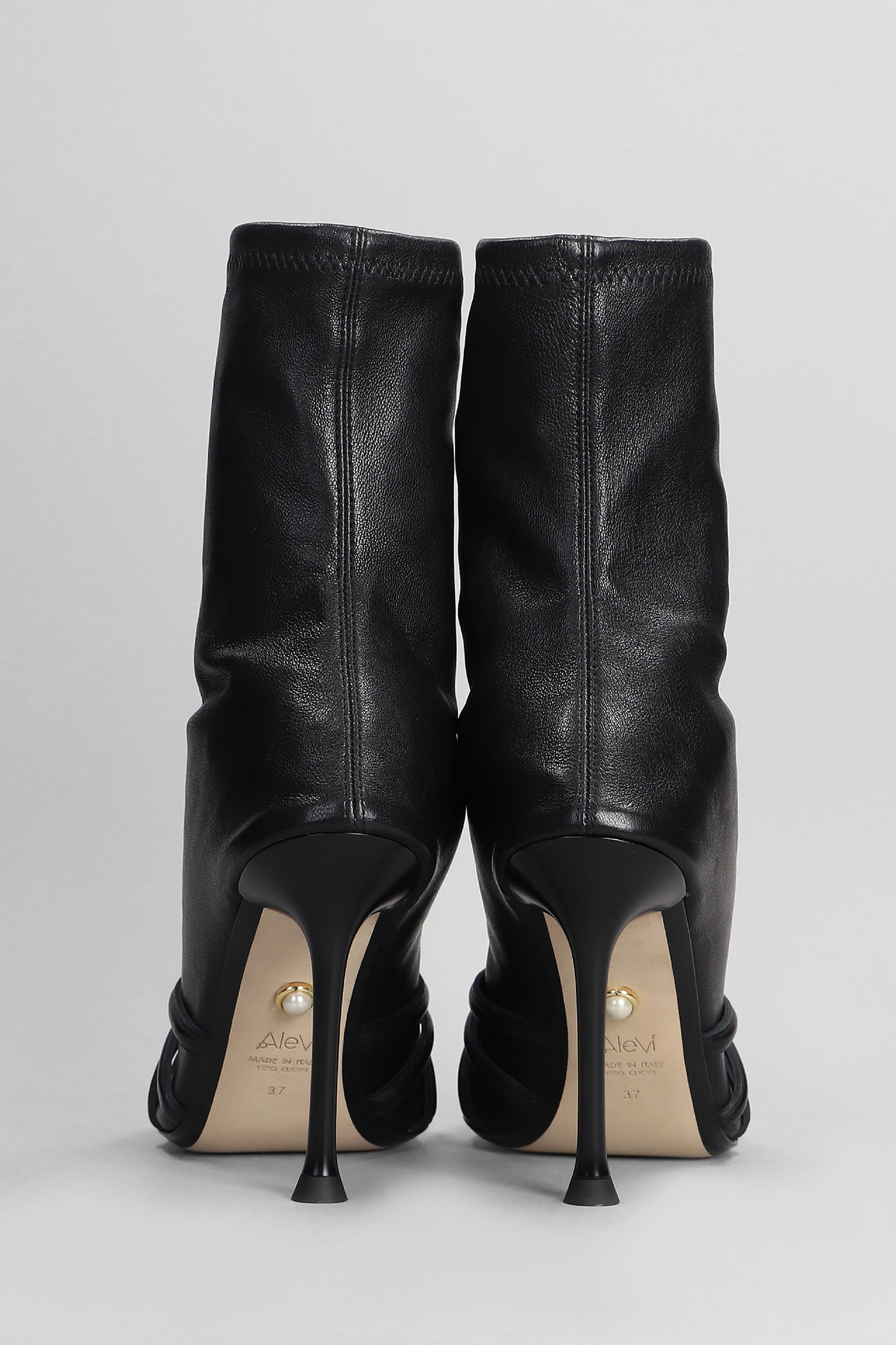 Shop Alevì Iman 095 High Heels Ankle Boots In Black Leather