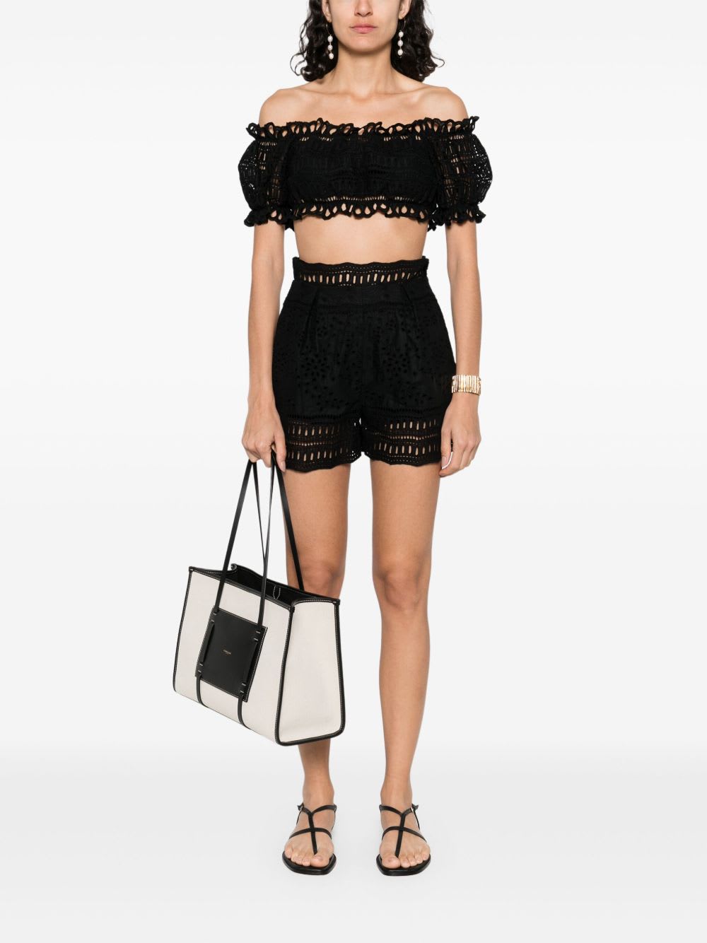Ermanno Scervino Lace Shorts High-waisted Scalloped Hem In Black